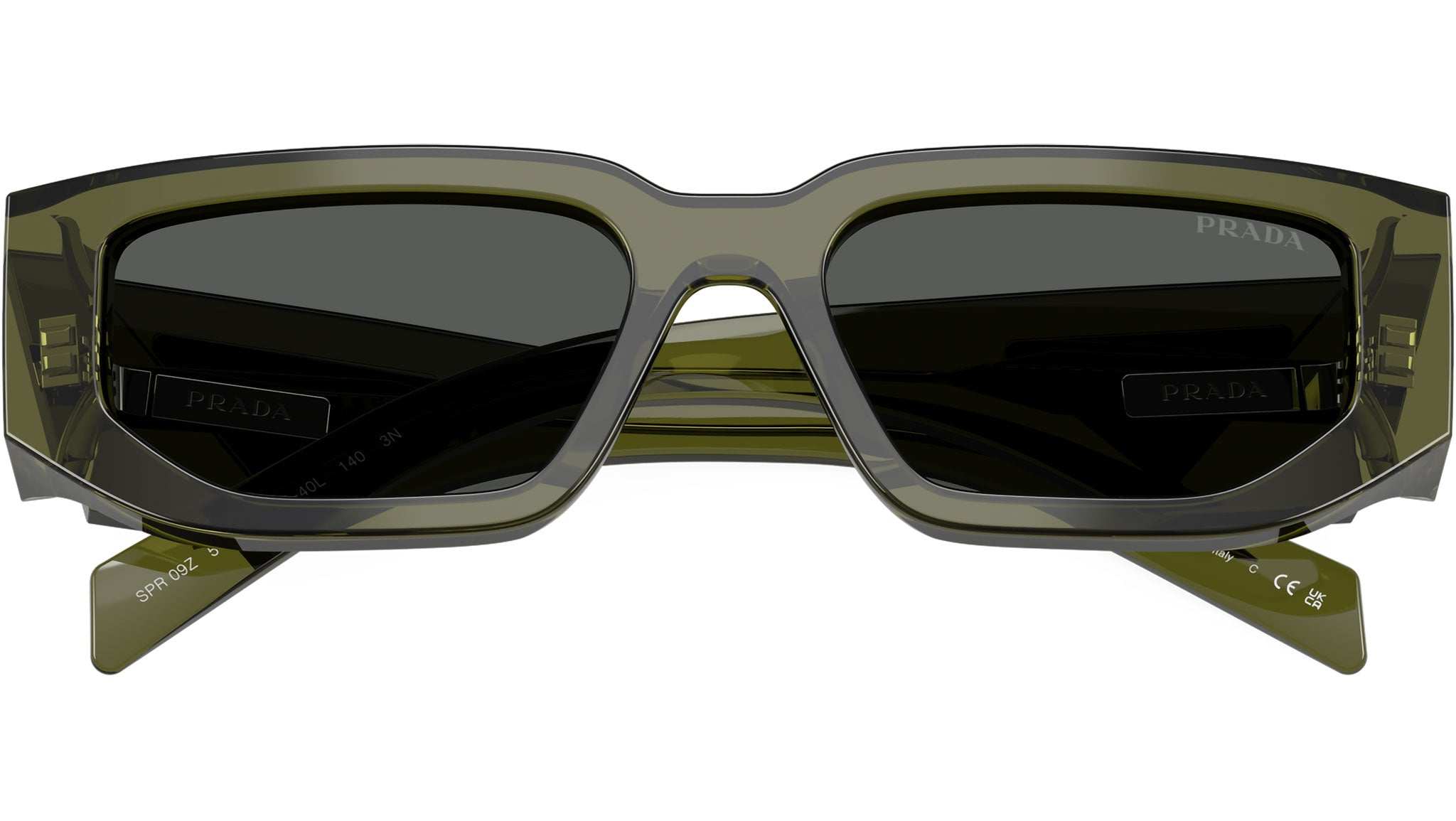 PR 09ZS Prada Sunglasses 25A40L Transparent Military Green - eye