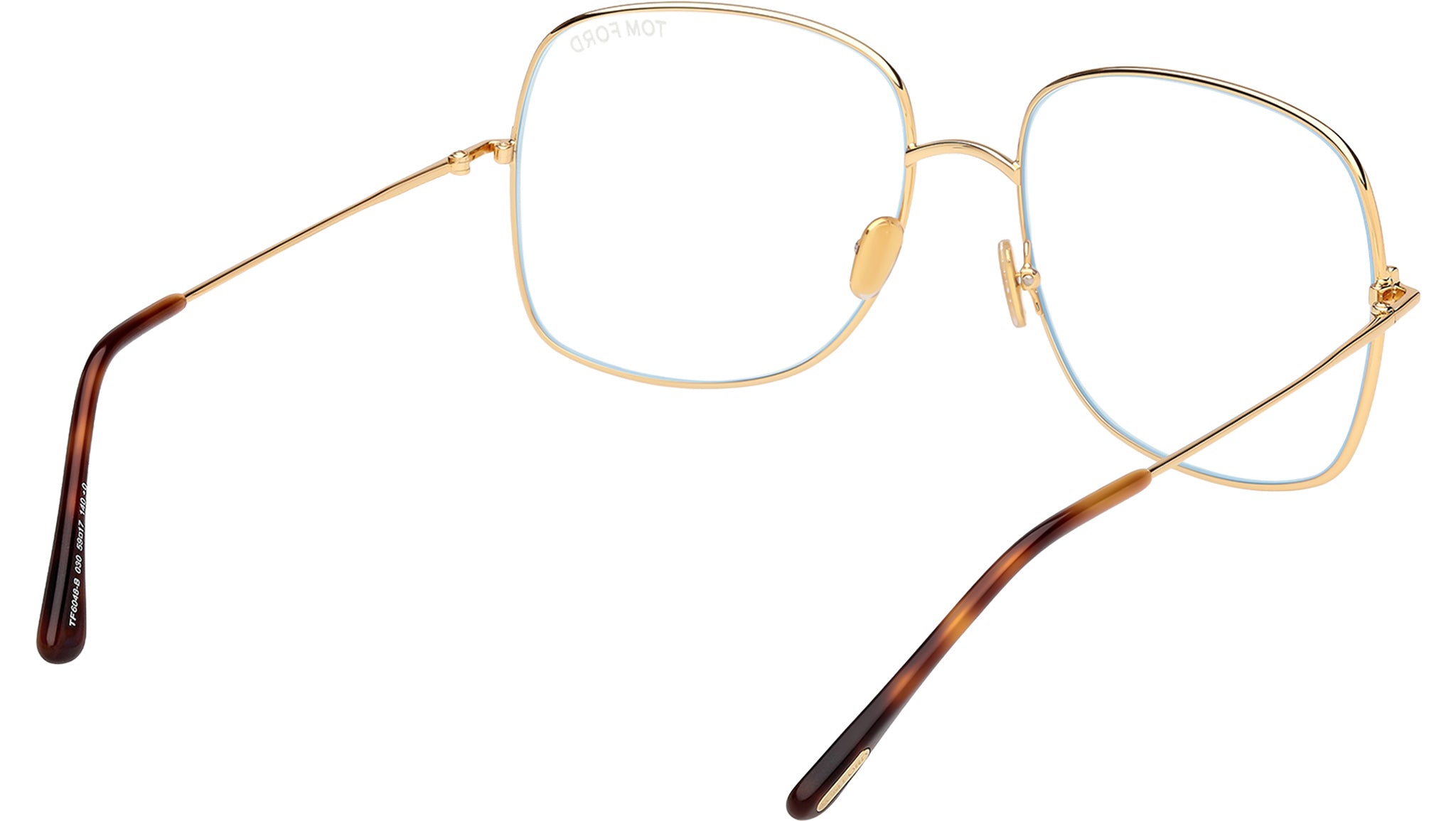 Tom Ford Women Eyeglasses Gold Blue Block Square FT6048-B 030 NEW AUTHENTIC BLUE BLOCK SQUARE OPTICALS | TOM FORD Fashion main image 3