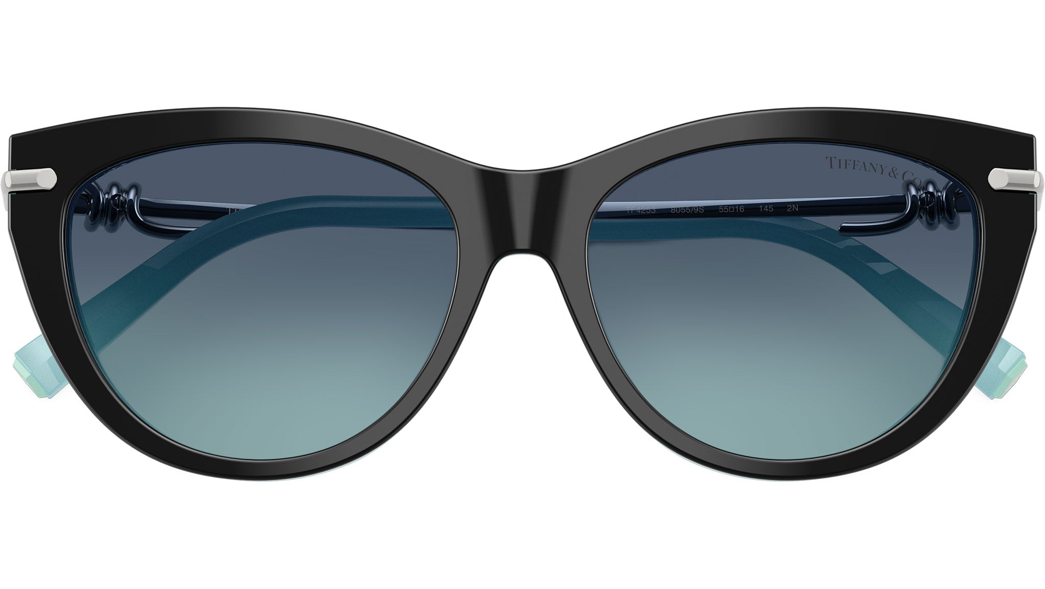 Tiffany & Co. TF4224D 80559S Sunglasses Black &Tiffany Blue Frame Azure Gradient TF4242D Tiffany Sunglasses 8055S4 Black On Tiffany Blue  main image 4