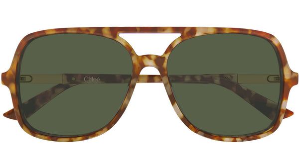 クロエ　Chloe ドリュー　モスグリーン CH0364S Chloé Pilot Sunglasses 003 Havana Dark Green - eye-oo.com