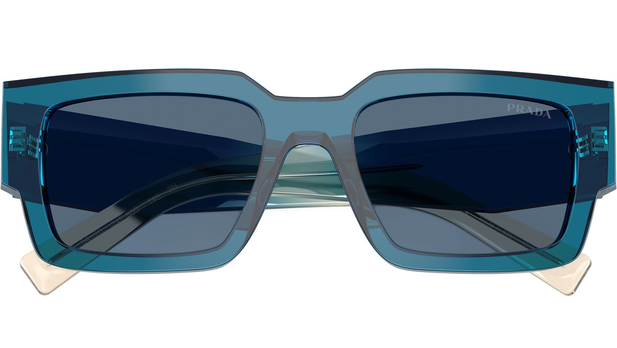 Prada Dark Blue  Sunglasses with Gold Logo Accent PRADA A16S BLACK SHN POLARIZED BLUE LENSE SUNGLASSES NEW IN  main image 4