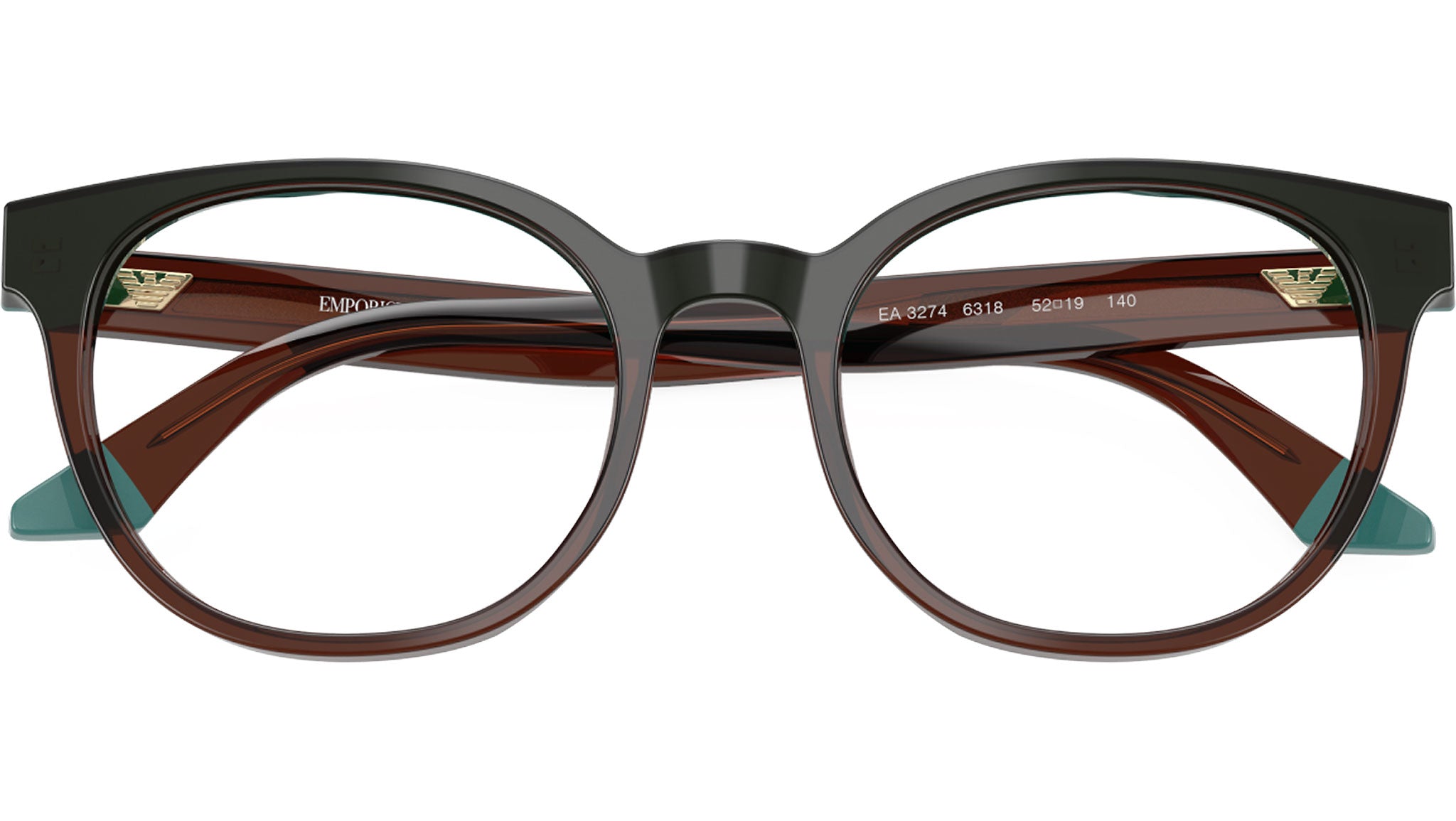 EMPORIO ARMANI 遠視用メガネ ブラウン Emporio Armani EA3274 Glasses 6318 Transparent Brown / Teal - eye