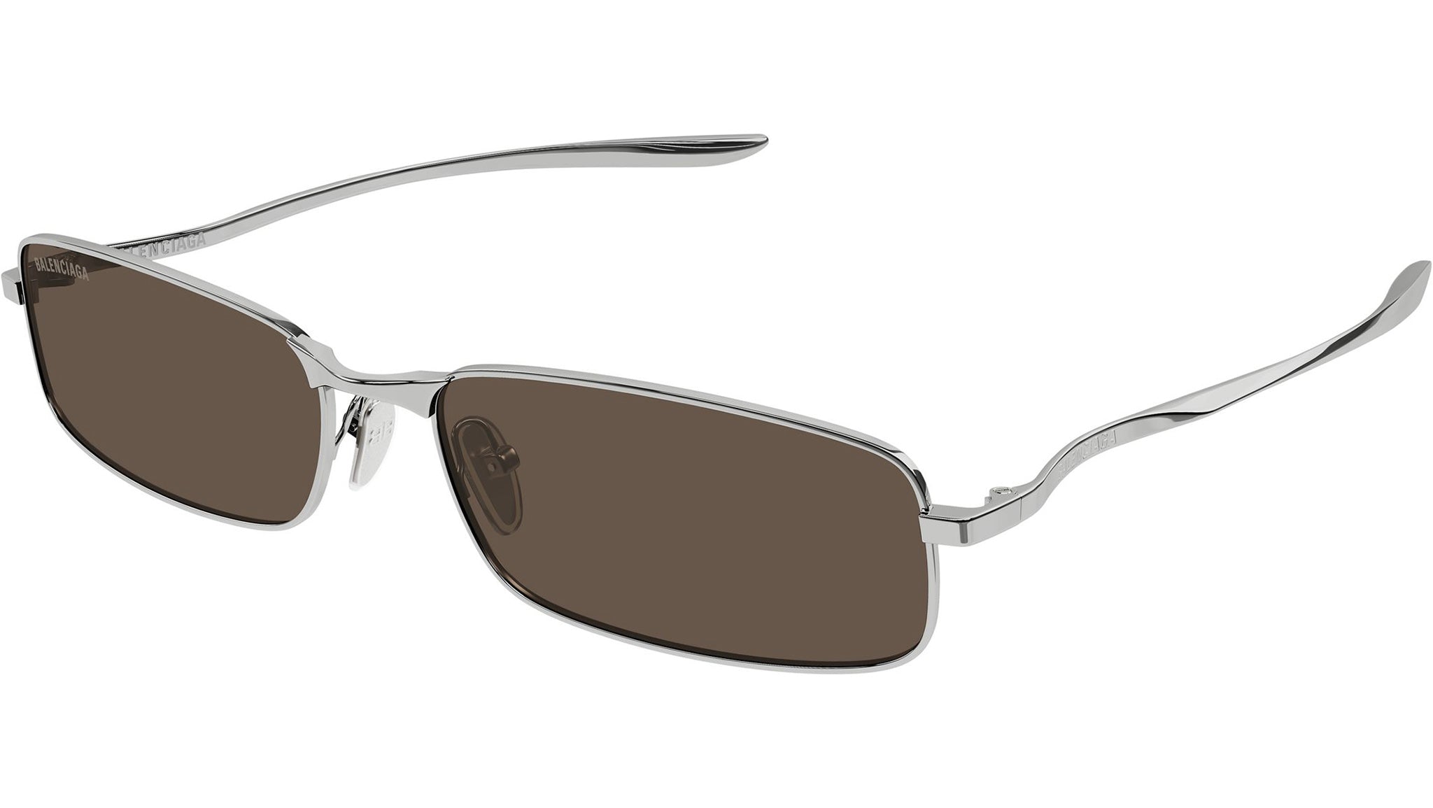 Balenciaga BB0493S Rectangular Sunglasses 001 Silver Grey - eye-oo.com