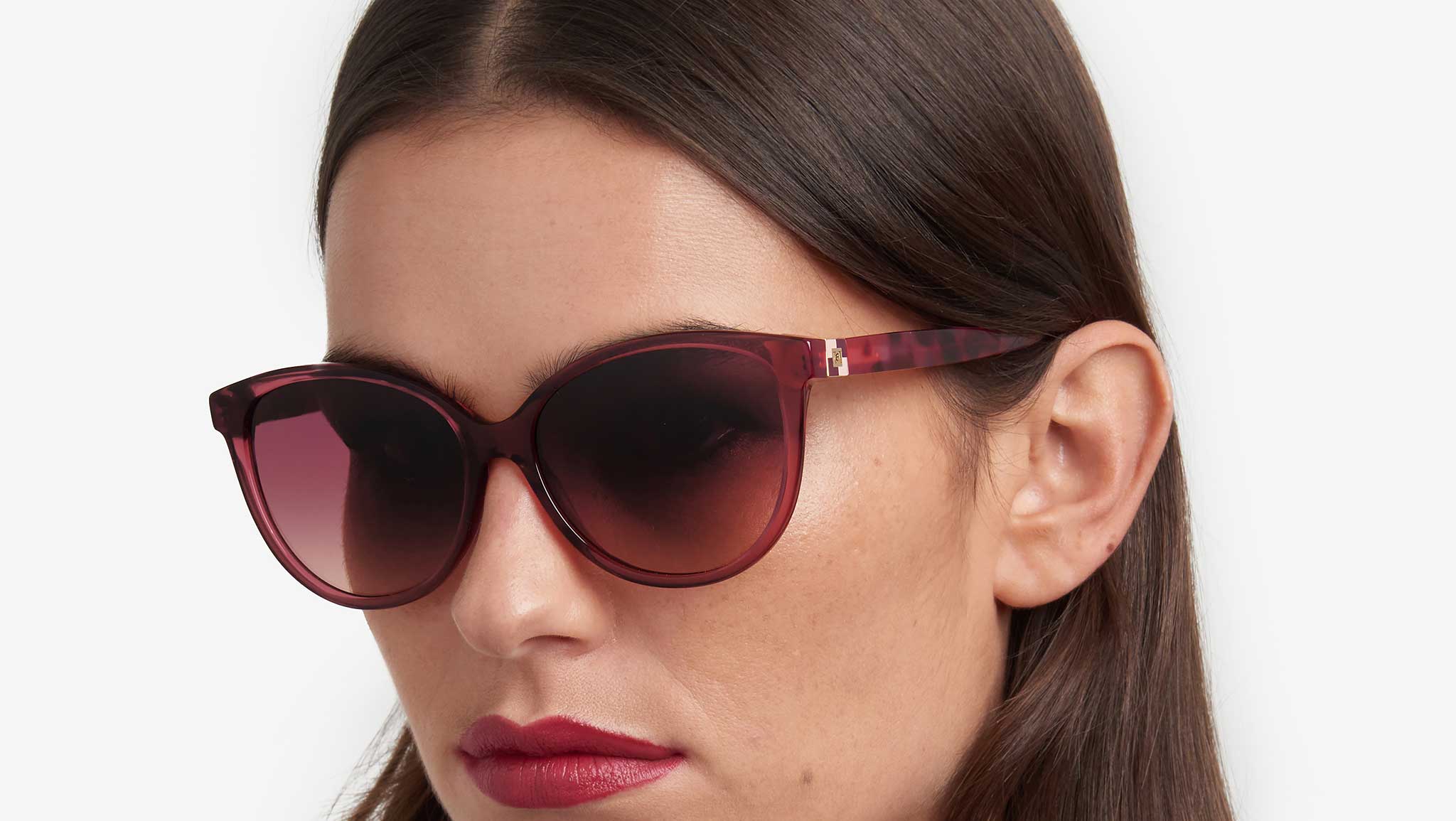 Carolina Herrera Brown Oval Sunglasses with Red CH Lined Case Carolina Herrera Her 0141/S O63HA Sunglasses - US main image 4