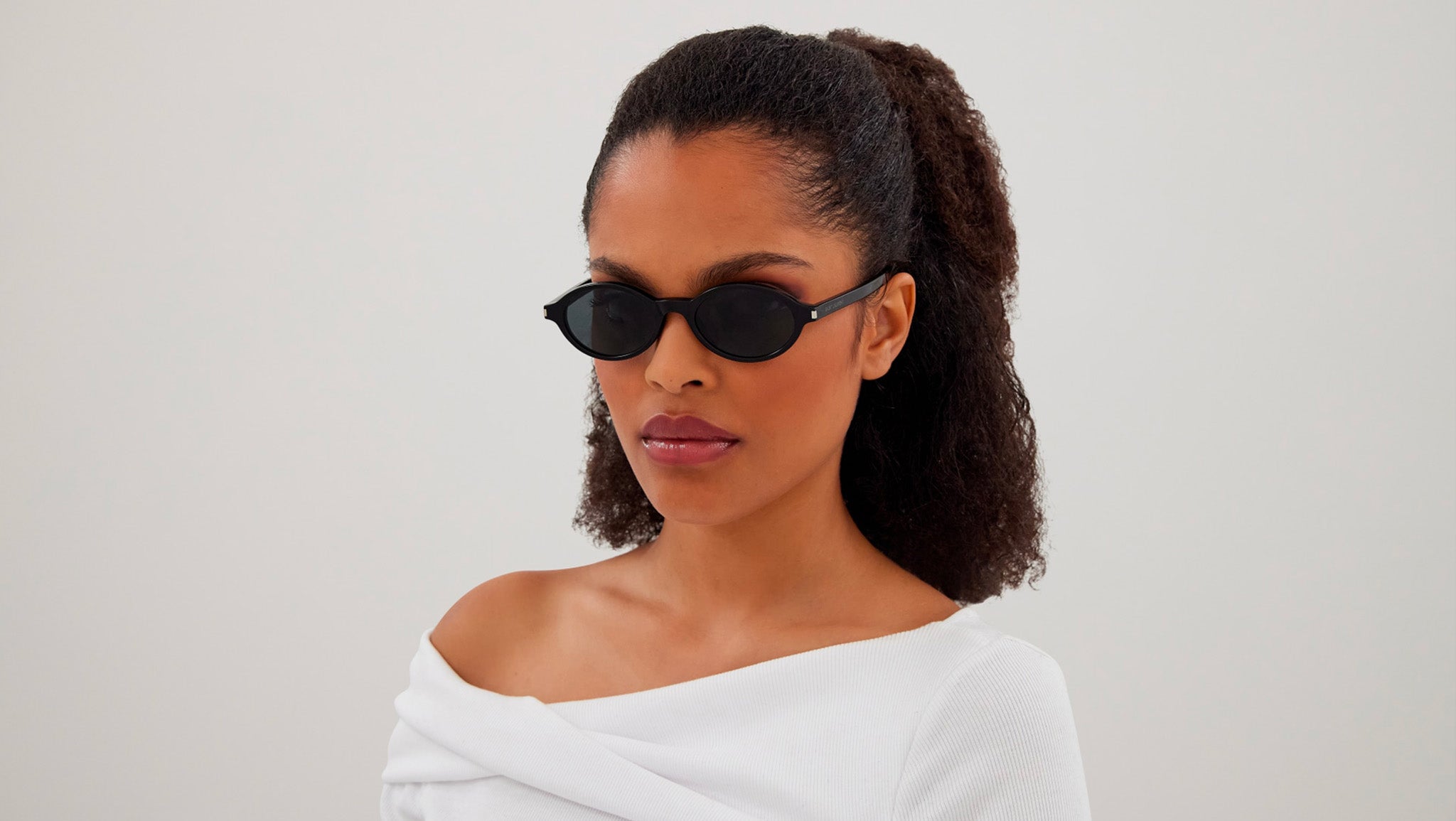PI.SALON LUNAIR/151 ブラックサングラス SL 751 JEANNE Saint Laurent Sunglasses 001 Shiny Black - eye-oo.com
