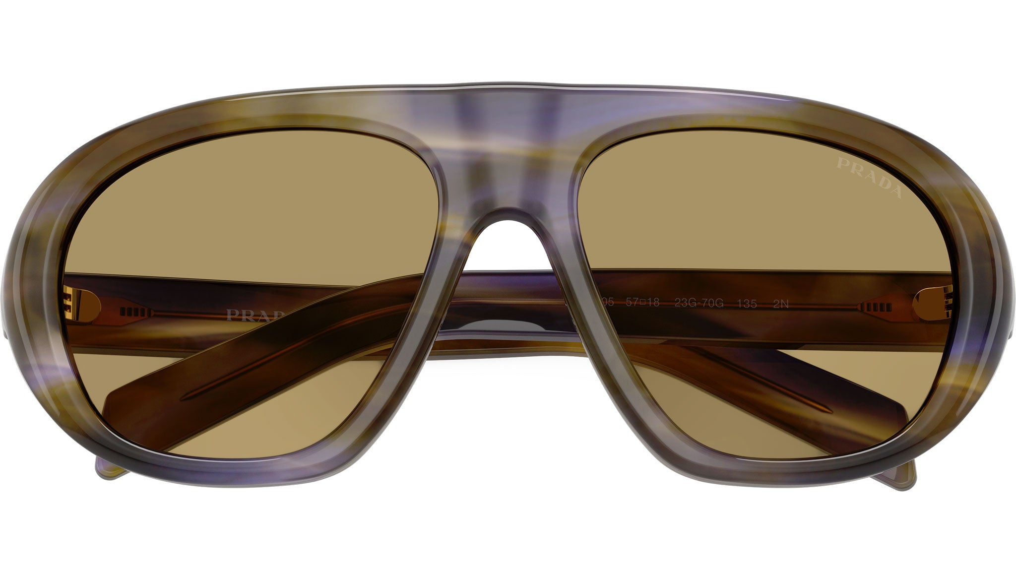 SUNNIES New PRADA Sunglasses Brown Striped Laguna Aviator Shield Mask New New PRADA Sunglasses Brown Striped Laguna Aviator Shield main image 3