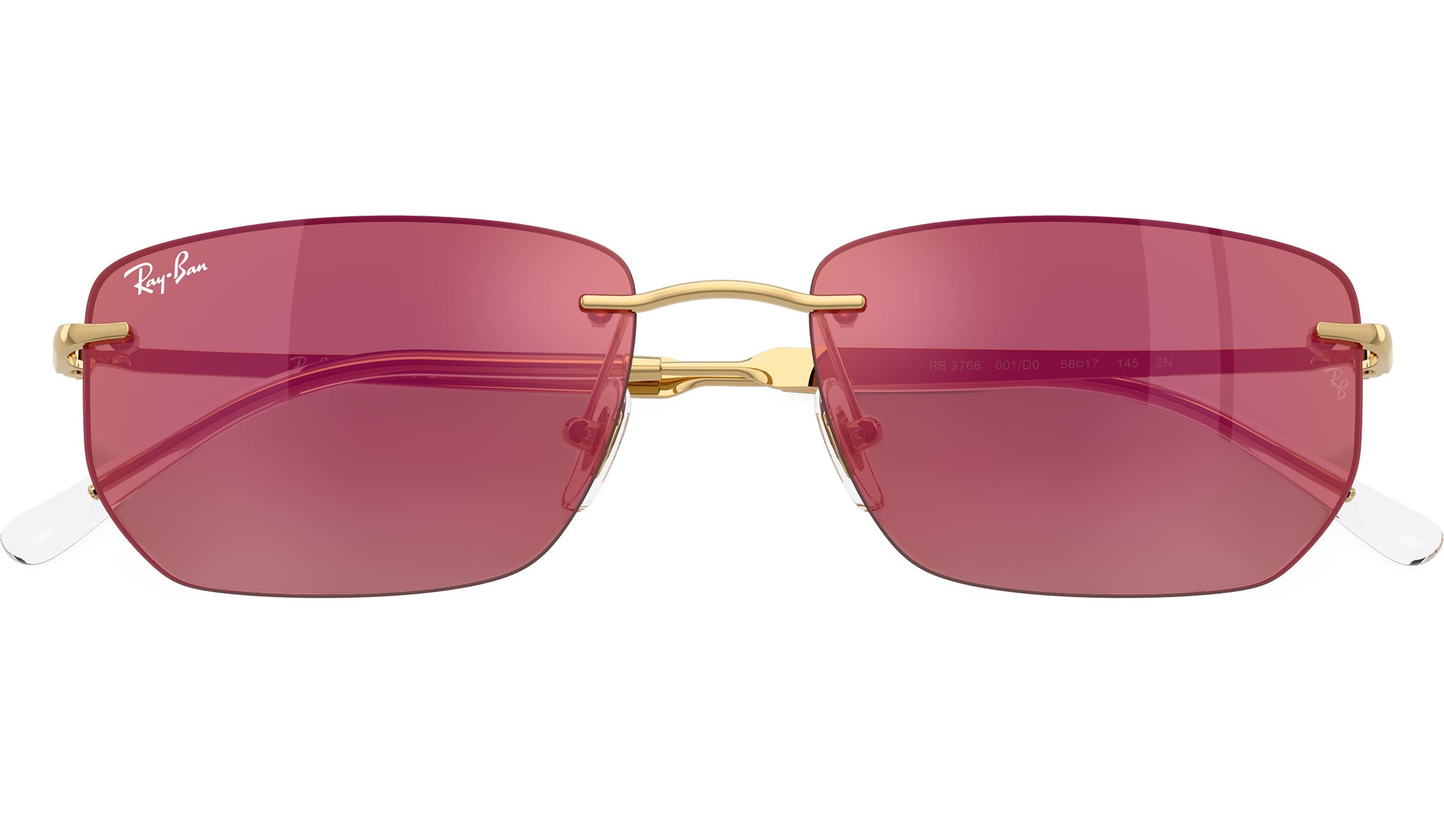 Ray-Ban Gold Frame Sunglasses with Pink Lenses Frame Size 58.14 Amazon.com: Ray-Ban Women main image 2