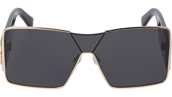 Off white Aspen Dark Gray Black Sunglasses with Gold Accents New MSRP $465 Off White Aspen Shield Sunglasses in Gold Grey – Designer  main image 4