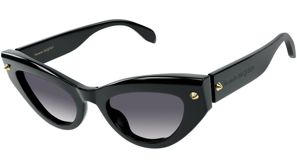 Alexander McQueen AM0407S Sunglasses 001 Shiny Solid Black - eye