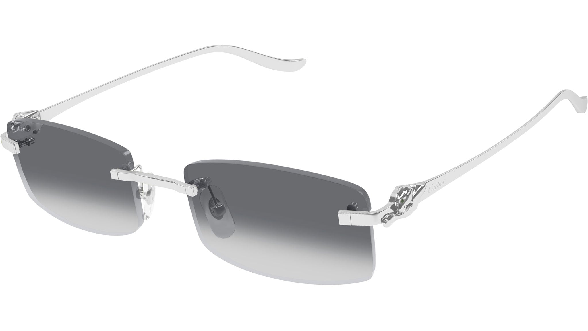 Cartier CT0552S 002 Sunglasses Shiny White Gold Grey - eye-oo.com
