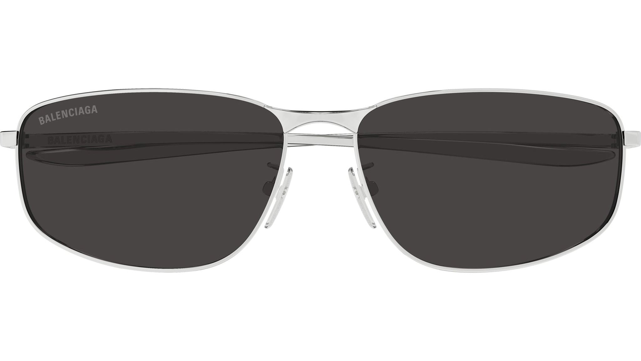 Balenciaga BB0494SA Rectangular Sunglasses 002 Ruthenium Brown
