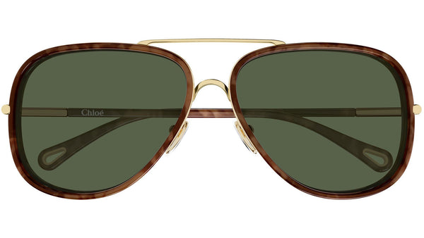 CH0382S Chloé Pilot Sunglasses 003 Gold Dark Green - eye-oo.com