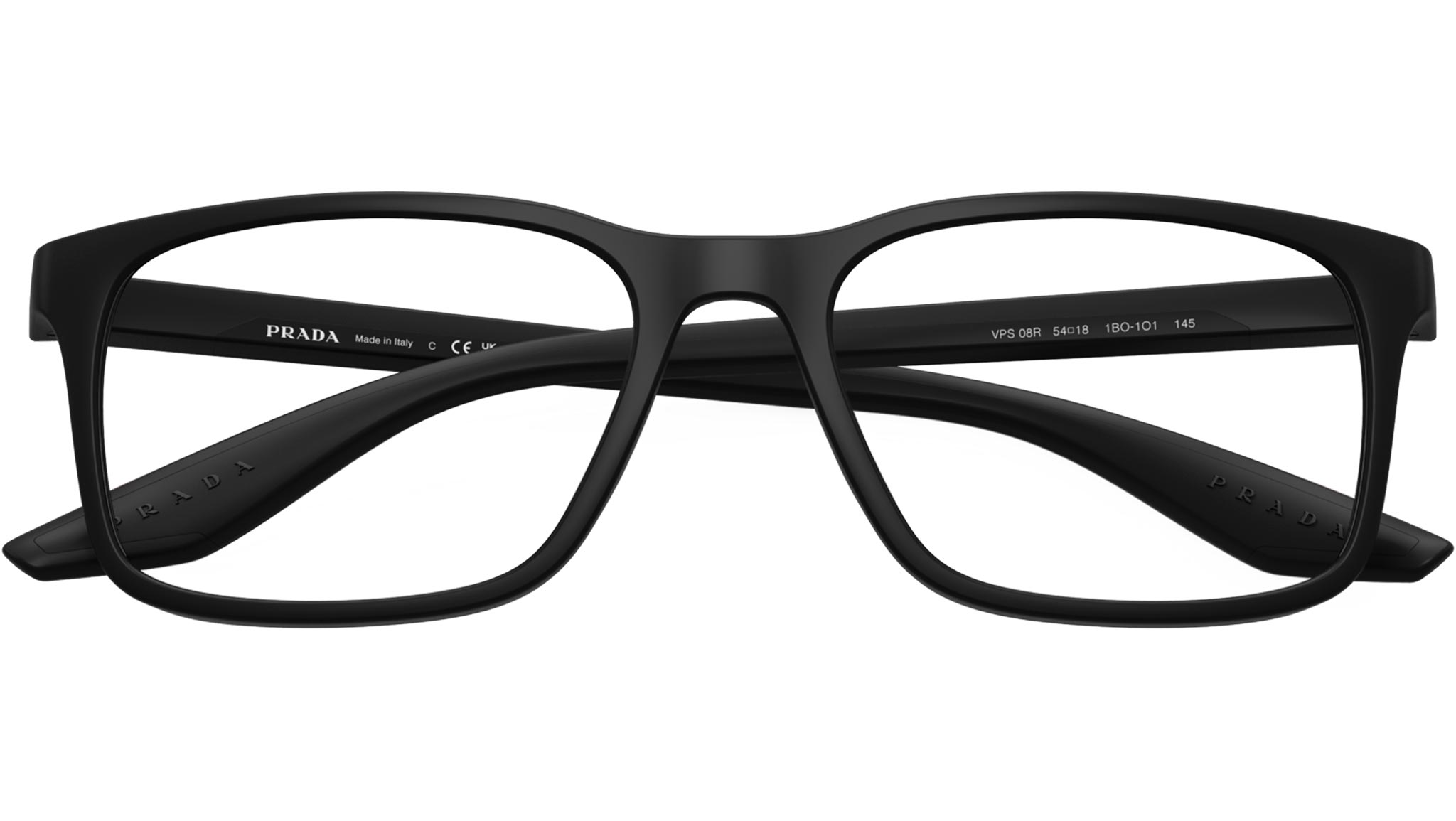 PRADA ブラックフレーム PS 08RV Prada Linea Rossa Glasses 1BO1O1 Matte Black - eye-oo.com