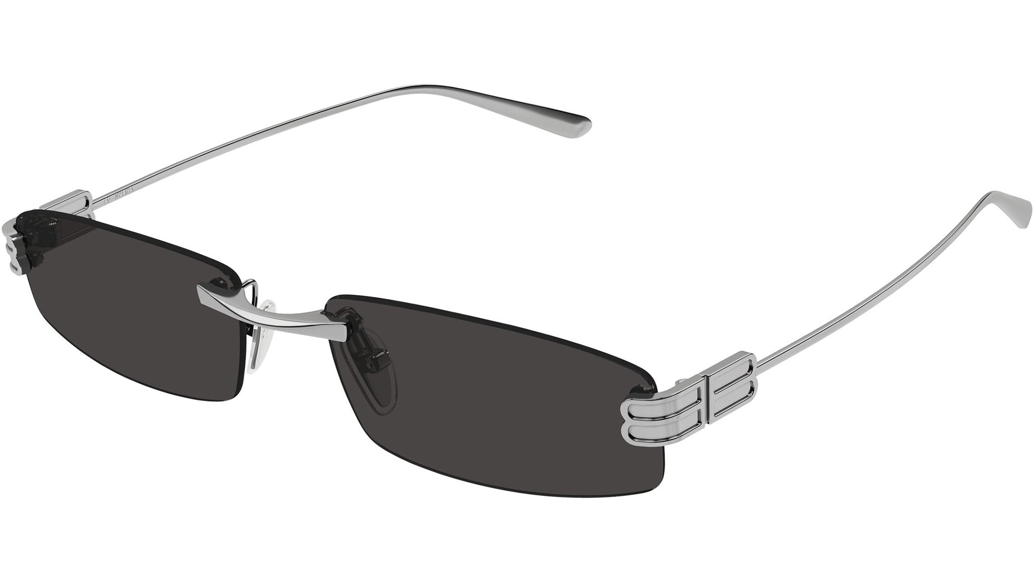 Balenciaga BB0488S Rectangular Sunglasses Shiny Silver - eye-oo.com