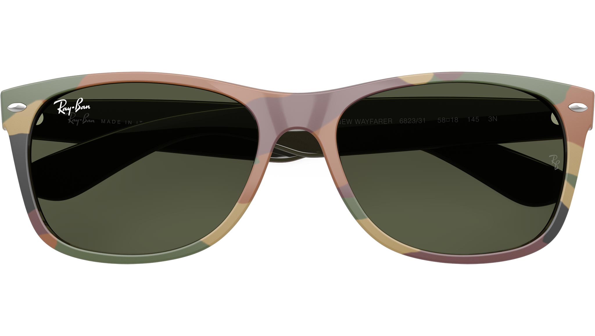 Ray-Ban Olive Green Geometric Sunglasses Ray-Ban Wayfarer RB2140 1240N9 Green Sunglasses - eye-oo.com main image 2