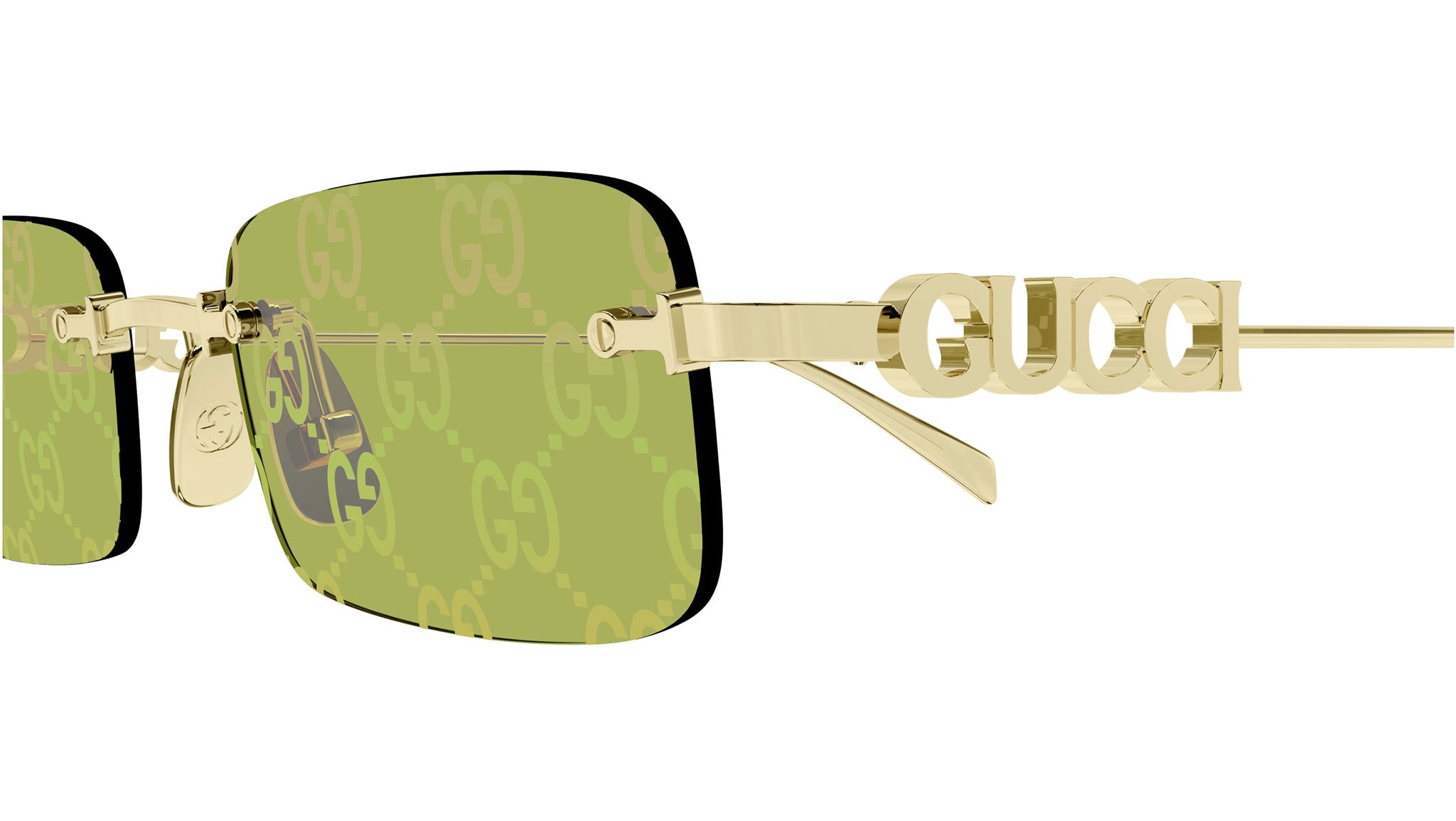 Gucci GG1808S 002 Rectangular Sunglasses Yellow Gold - eye-oo.com