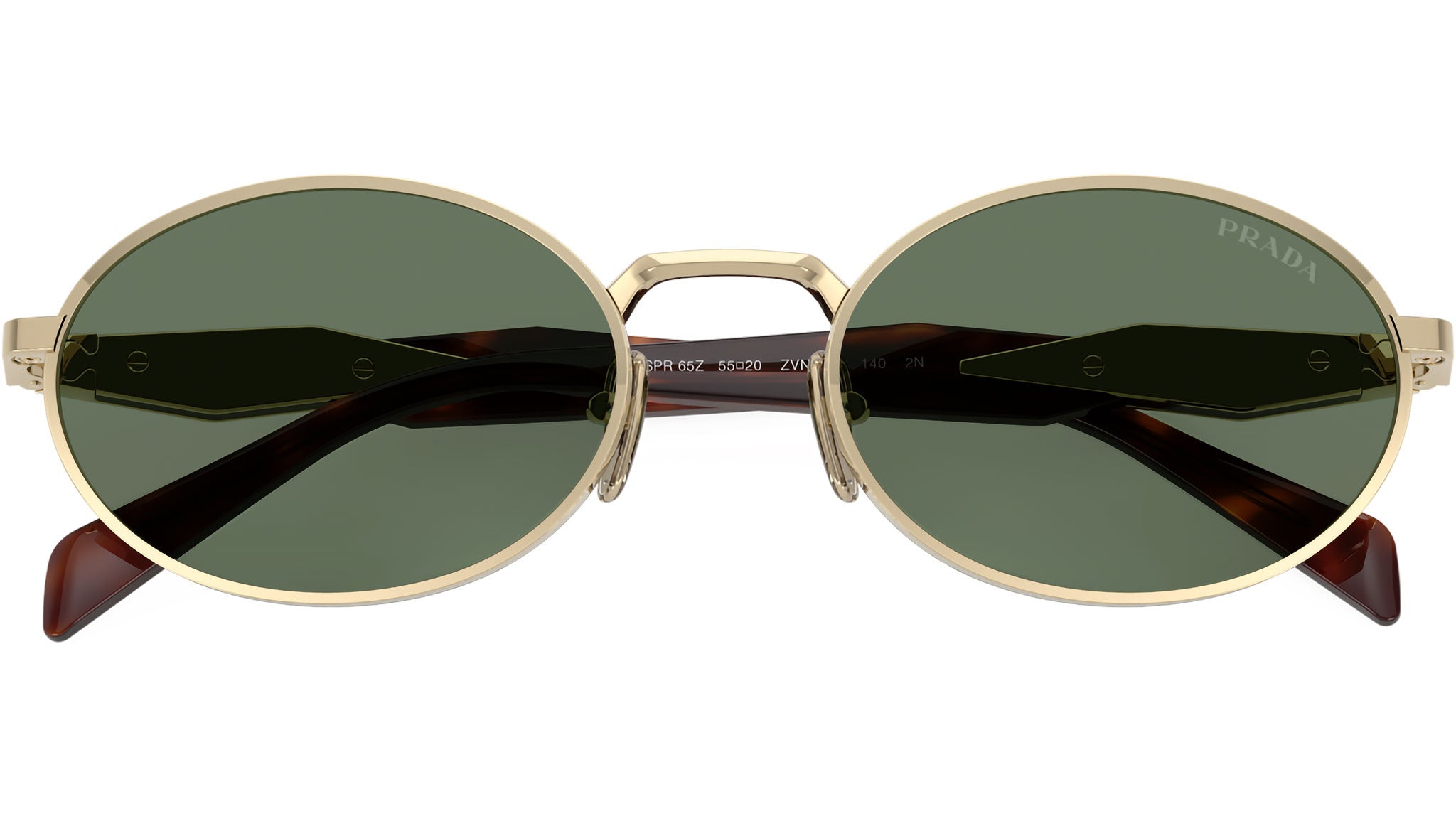 NEW Prada PR65ZS ZVN70L Pale Gold Dark Green Oval Metal Unisex Sunglasses Prada Sunglasses PR65ZS ZVN70L Pale Gold Dark Green  main image 2