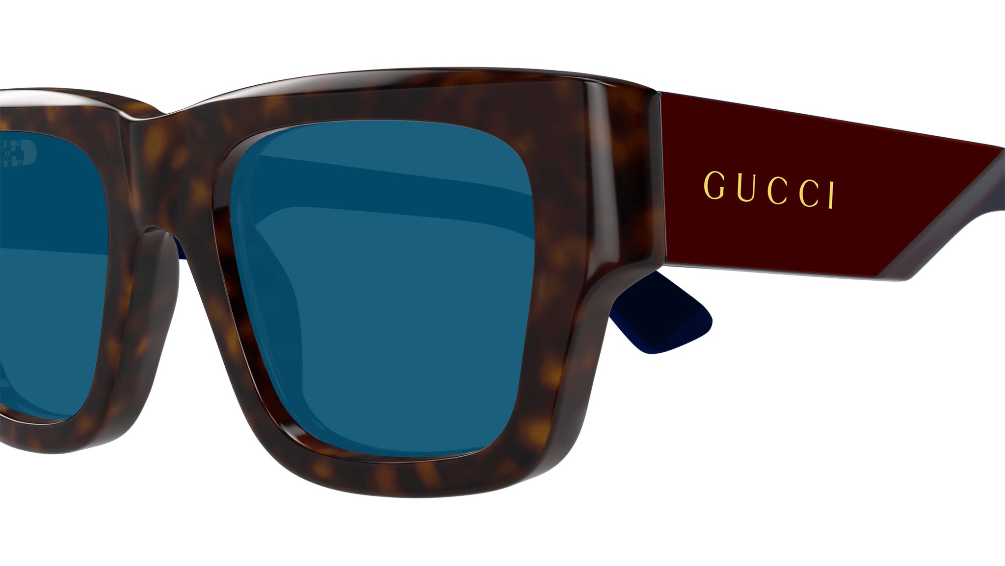 Gucci GG1668S 002 Havana Blue Rectangular Sunglasses - eye-oo.com