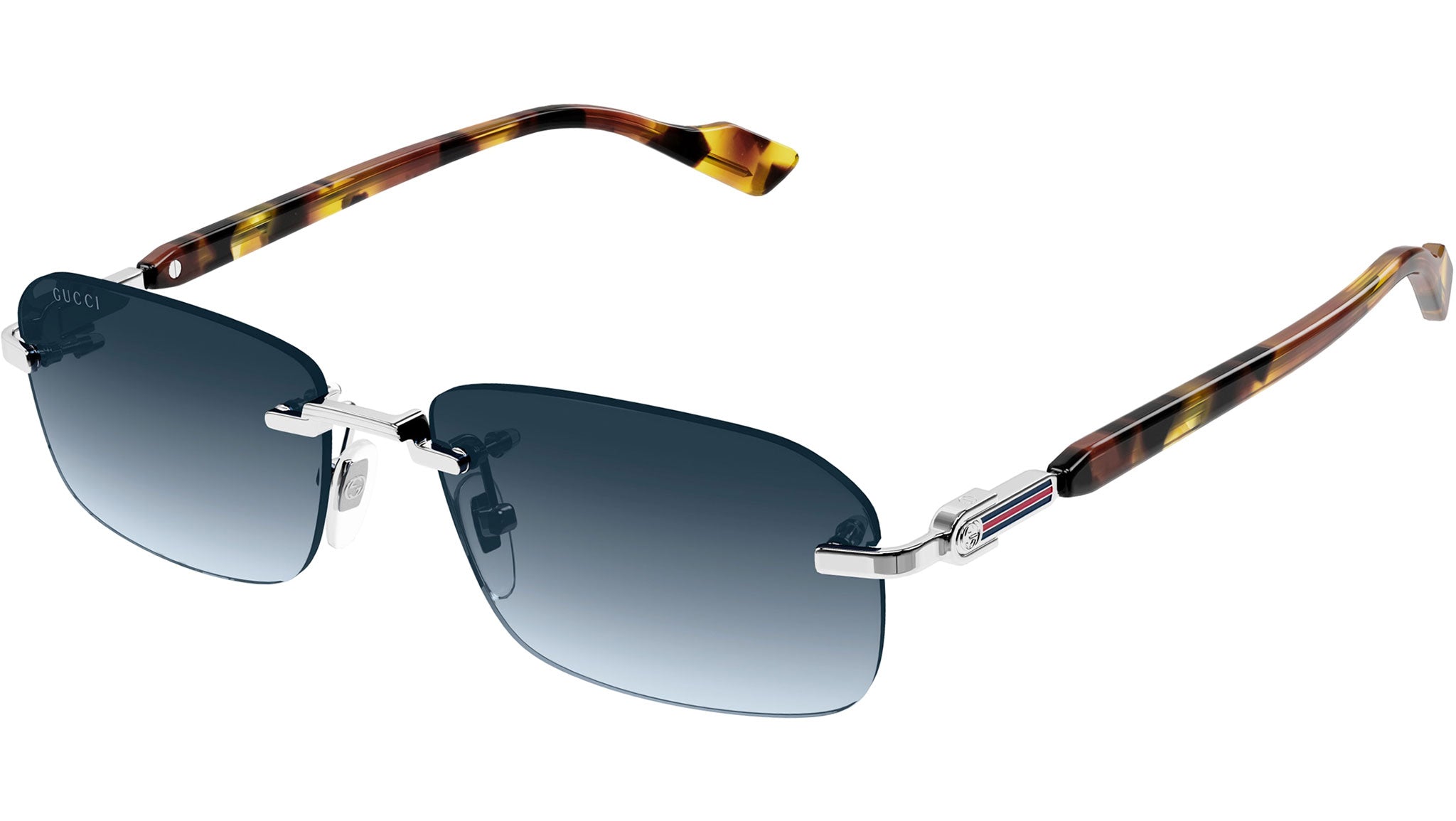 Gucci GG1221S 007 Rectangular Sunglasses Silver - eye-oo.com