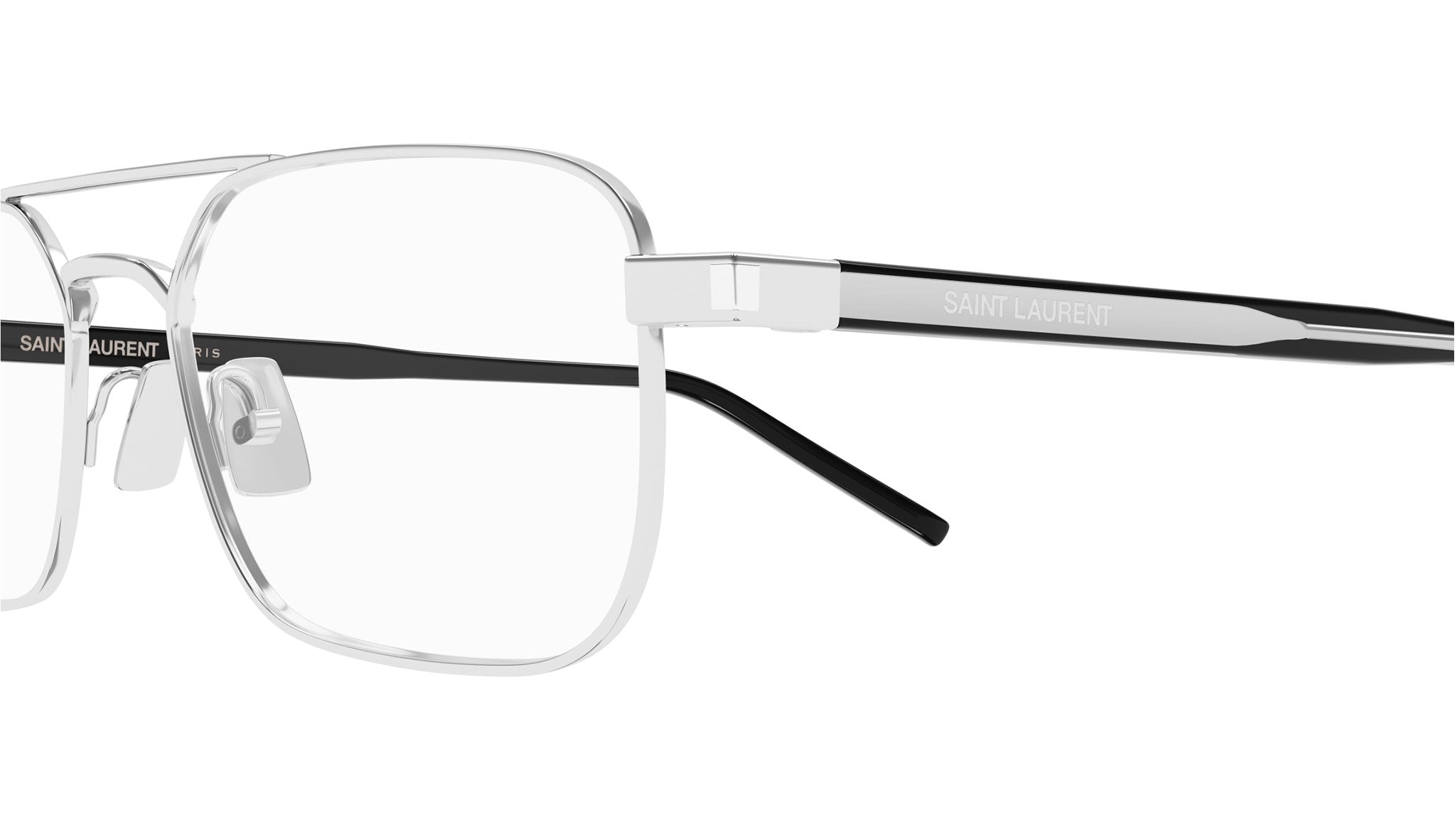 LAURENT LARGE SILVER 最安値！ Saint Laurent SL 780 Eyeglasses 001 Silver Transparent - eye-oo.com