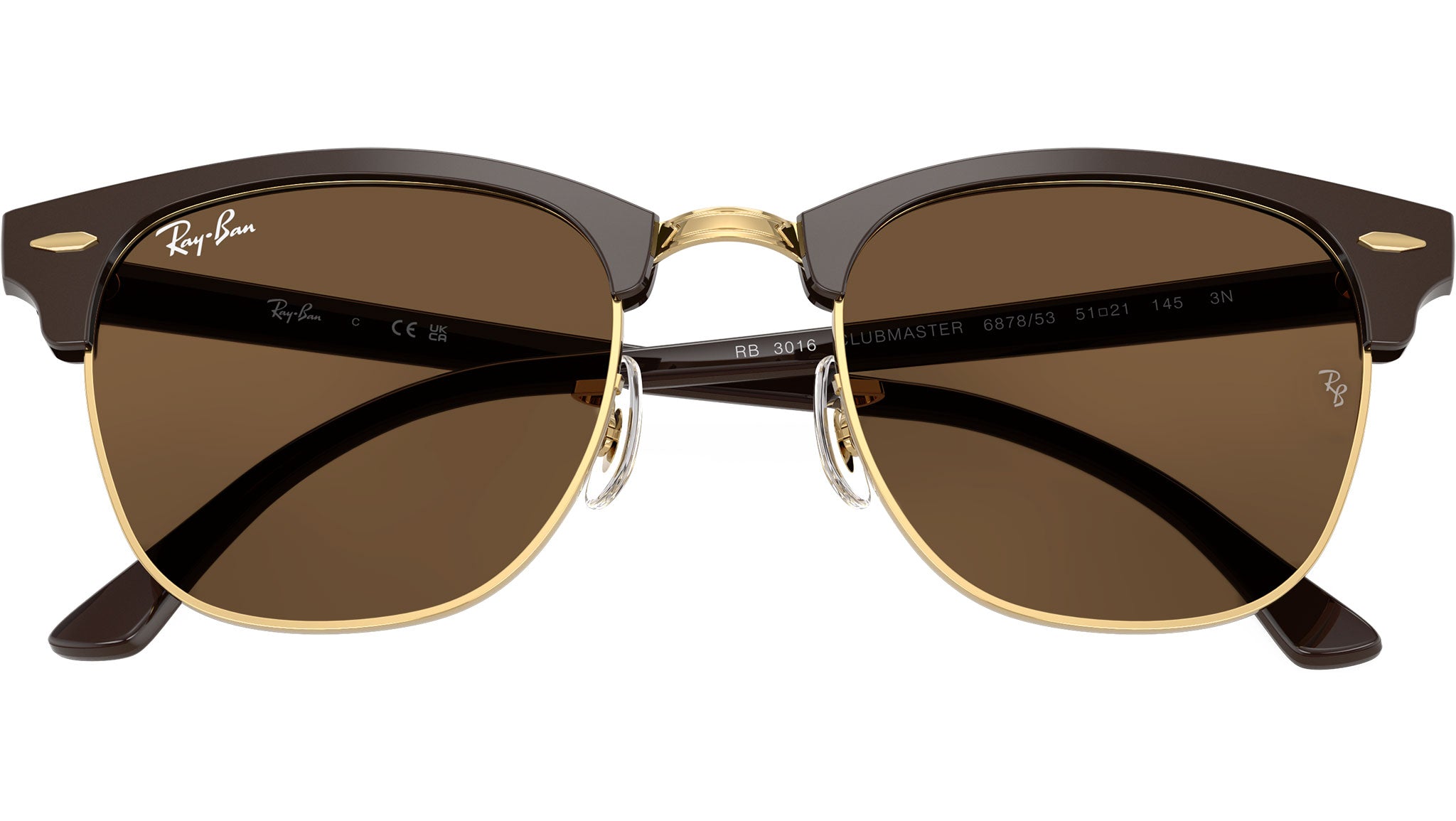 Clubmaster RB3016 Ray-Ban Sunglasses 687853 Brown & Gold - eye-oo.com