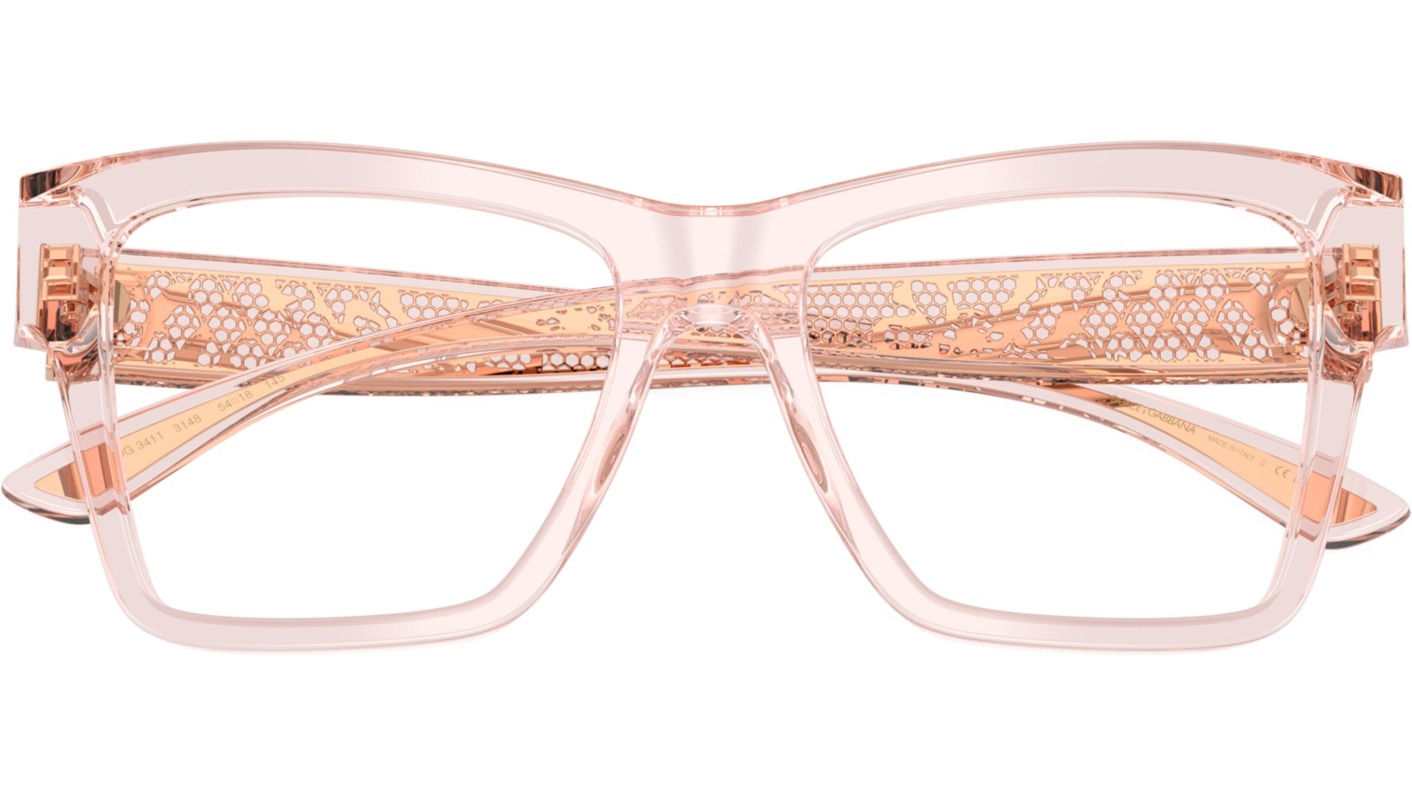 Dolce & Gabbana DG 3411 Glasses 3148 Transparent Rose - eye-oo.com