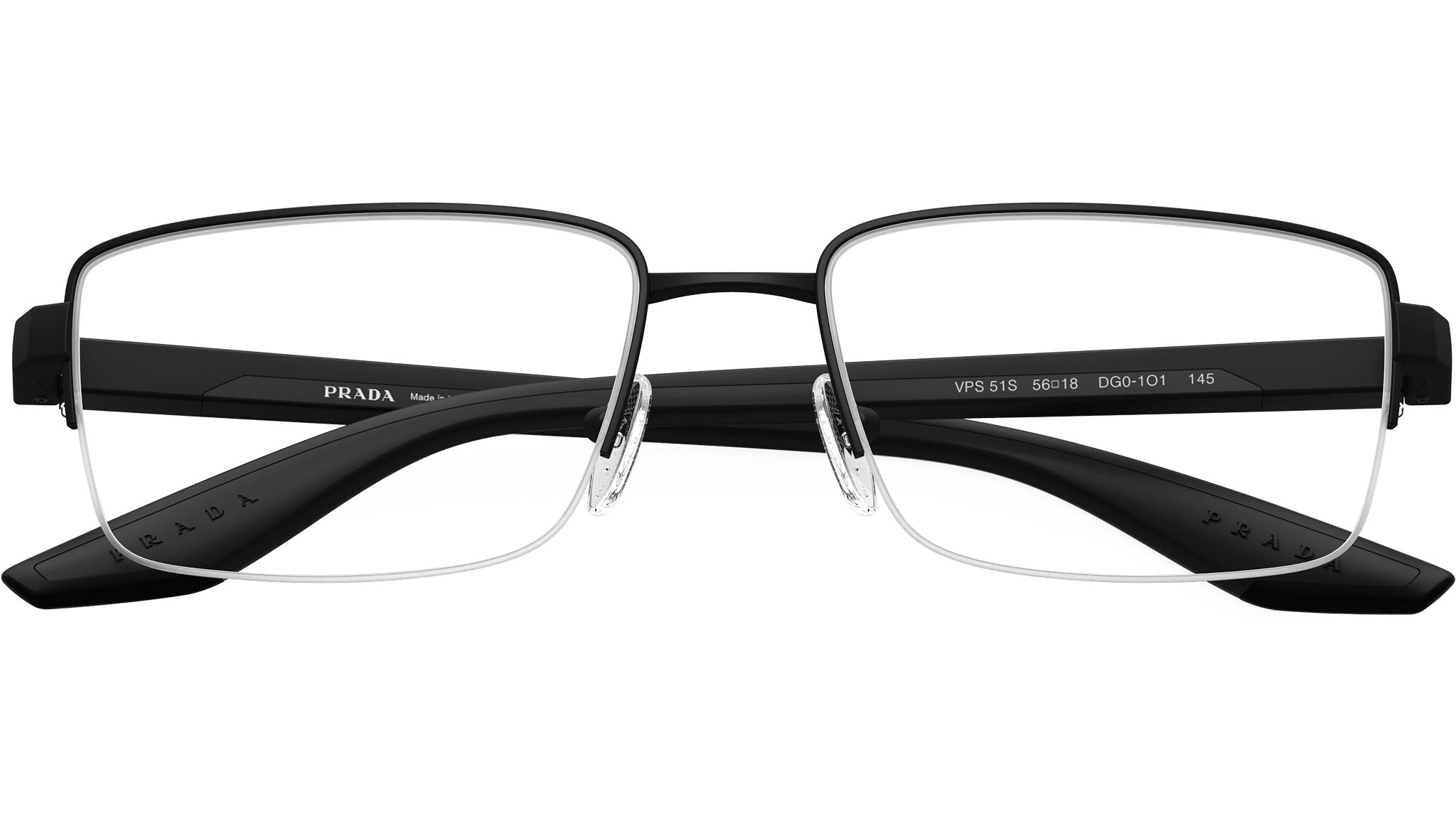 PS51SV Prada Linea Rossa Glasses DG01O1 Rubbered Black - eye-oo.com