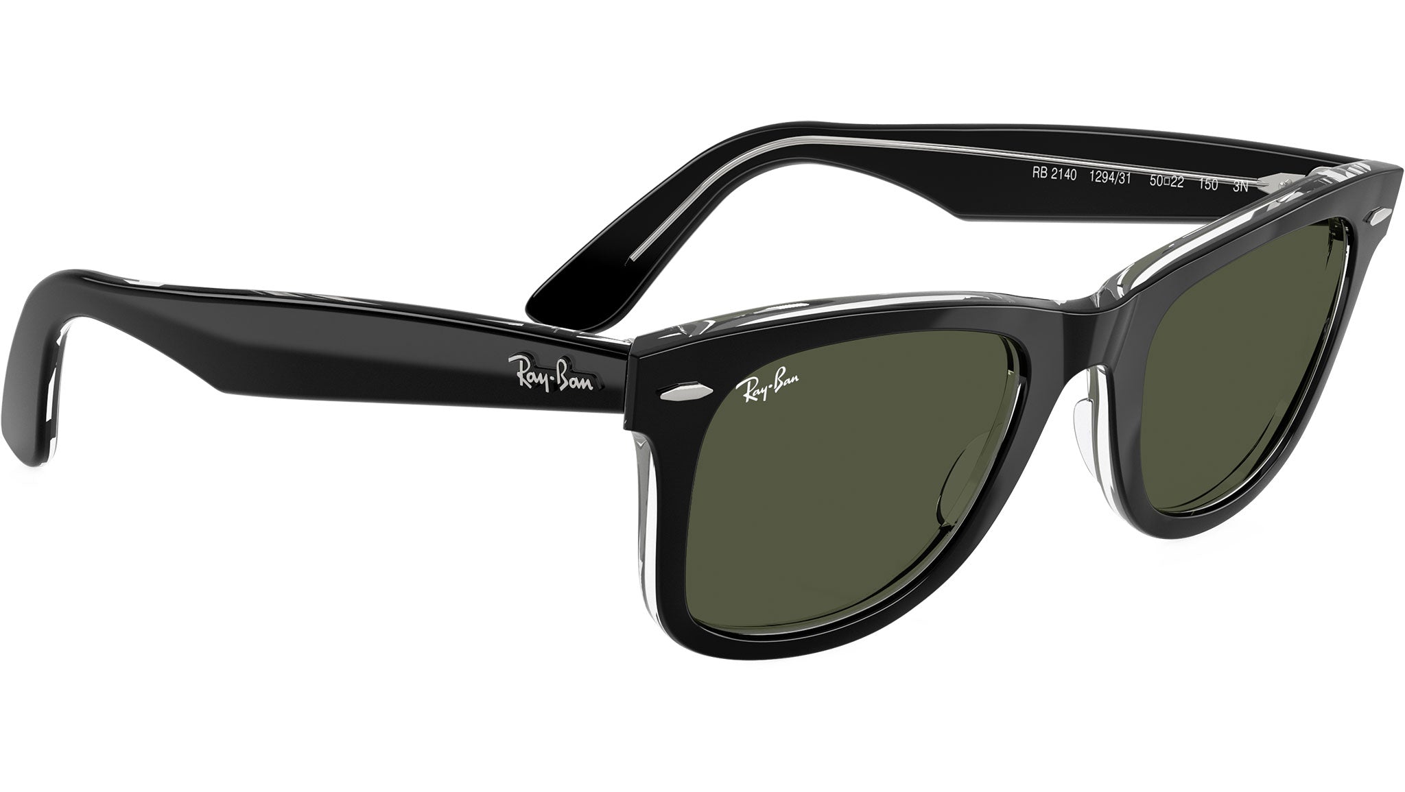 Wayfarer RB2140 Ray-Ban Sunglasses 129431 Black On Transparent