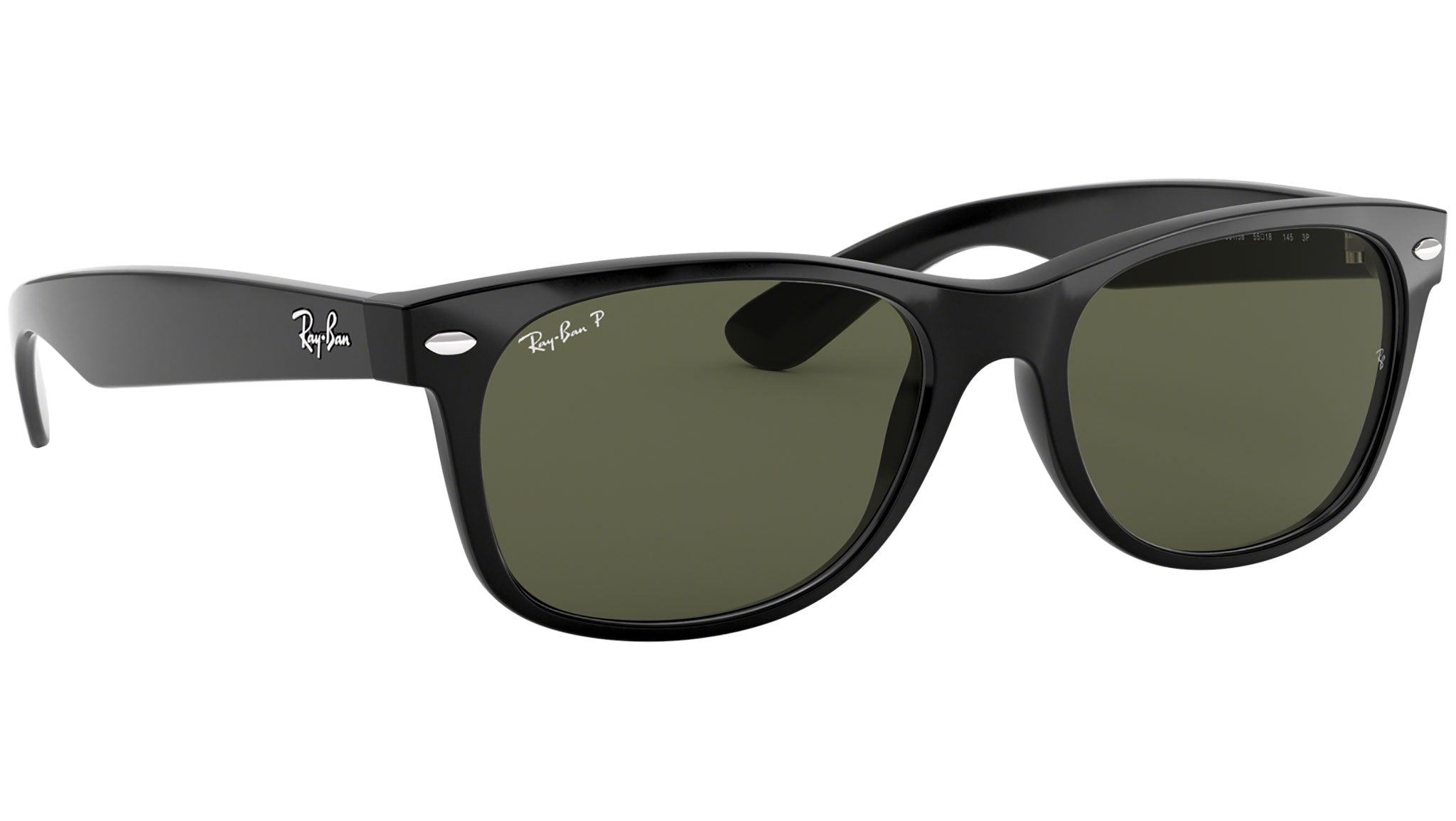 Ray-Ban RB 2132-F 901/58 58□18 140 3P Ray-Ban New Wayfarer RB2132 901/58 Black Sunglasses - eye-oo.com