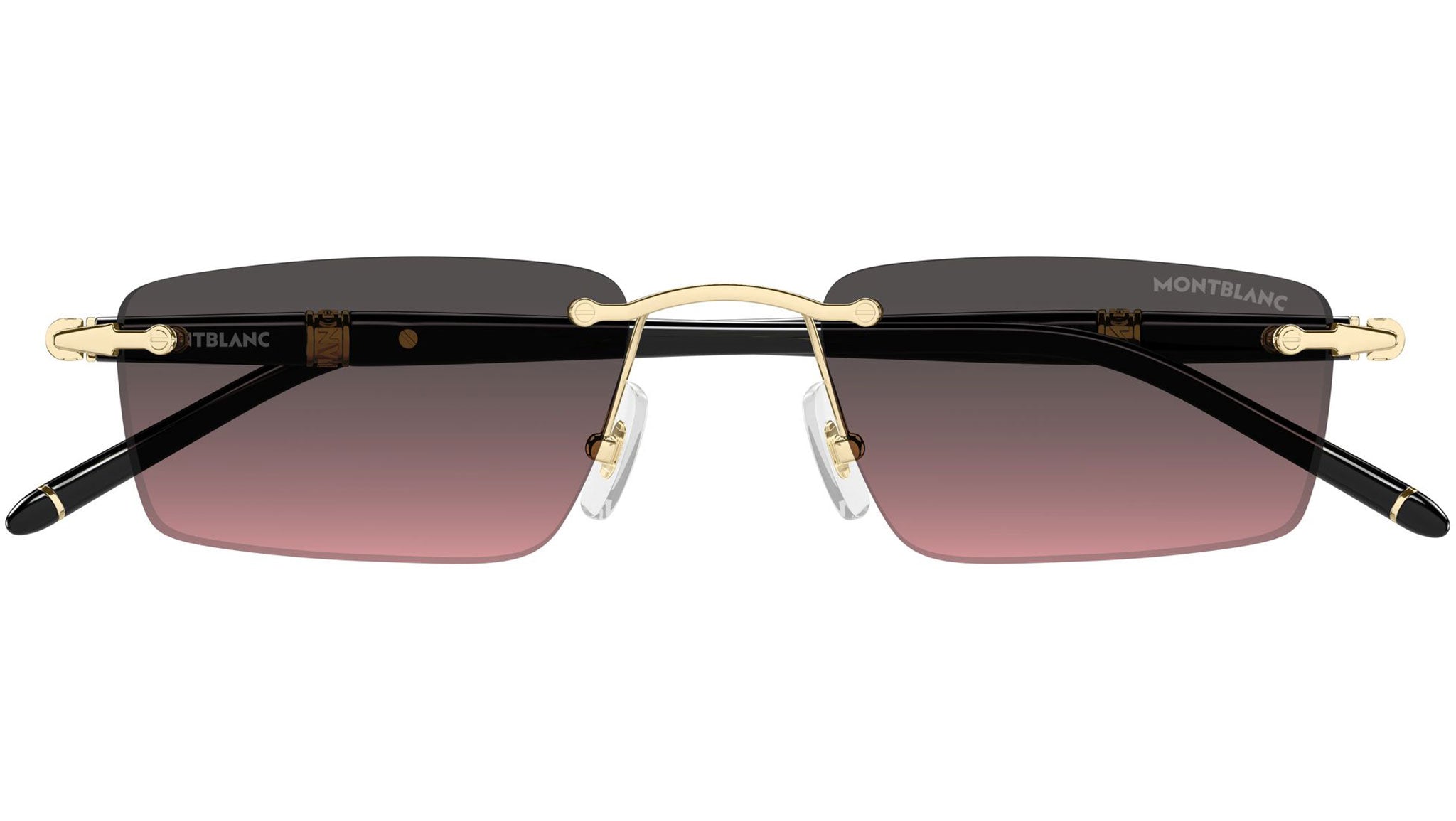 MONTBLANC ダブルブリッチサングラスべっこう MB0484S Montblanc Rectangular Sunglasses 002 Light Gold - eye-oo.com