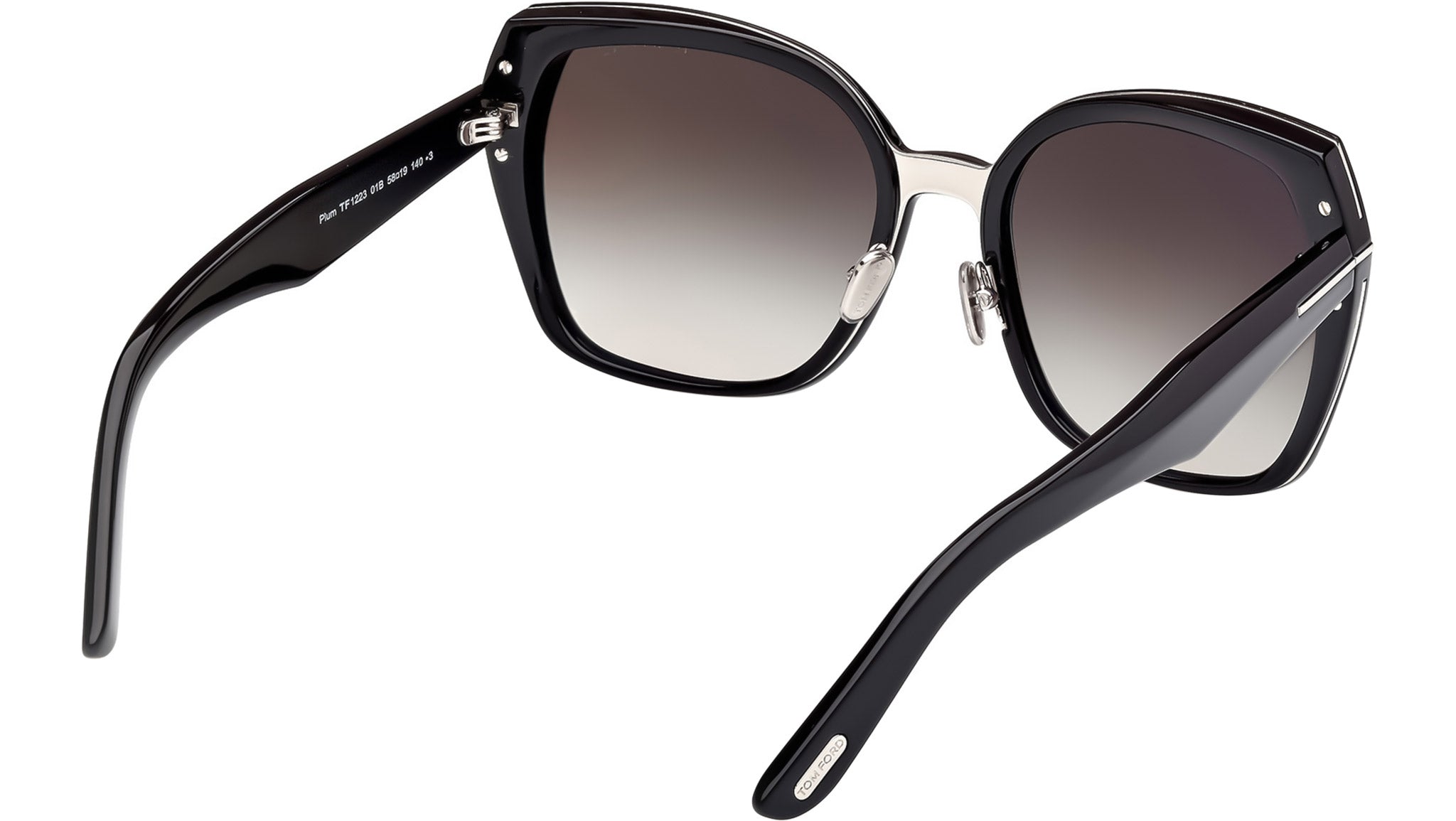 Tom Ford Women\'s Oversized Sunglasses in Plum Frame with Gradient Smoke Lenses Tom Ford Plum Sunglasses FT1223 01B Shiny Black - eye-oo.com main image 2