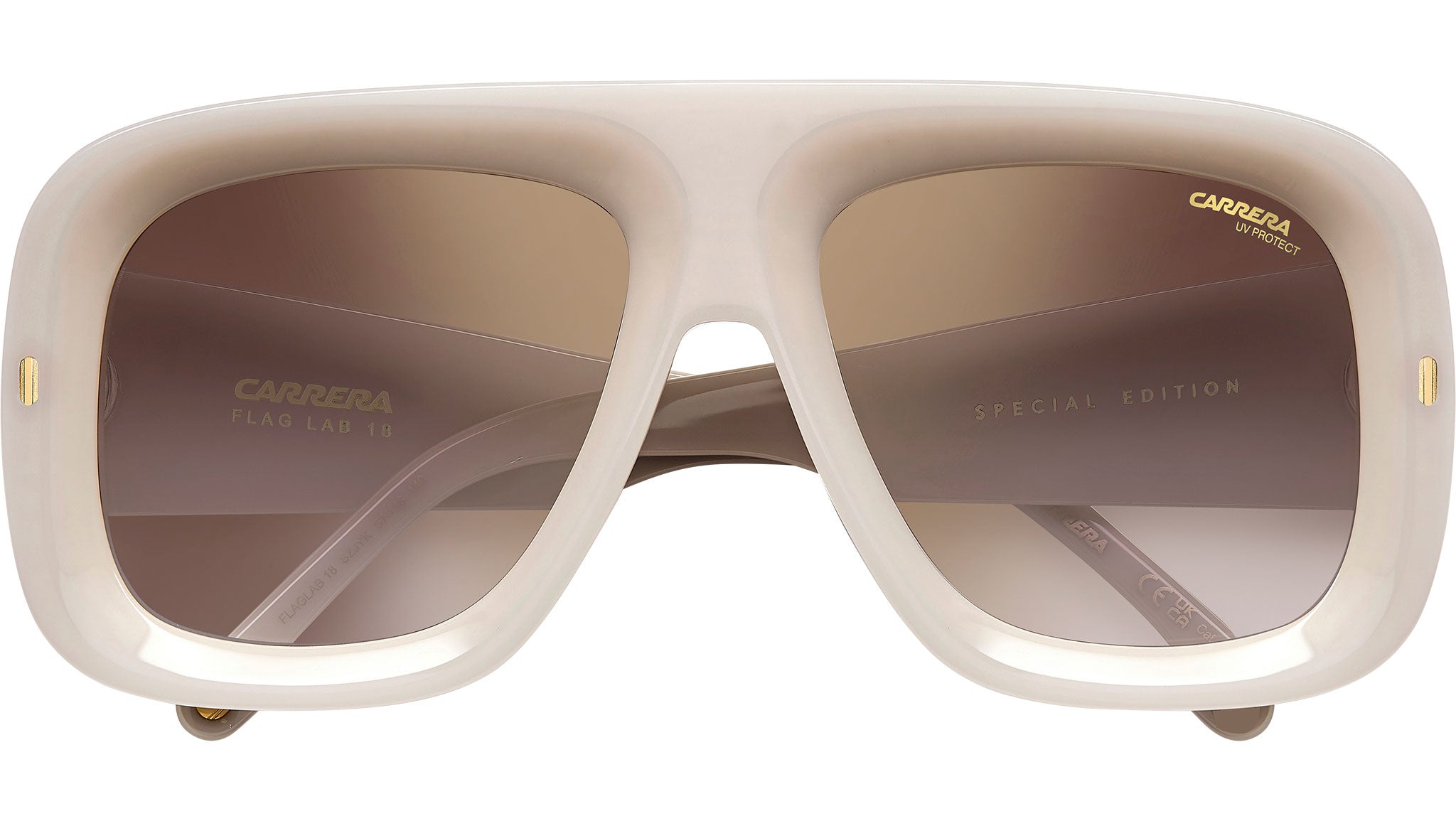 Carrera FLAGLAB 12 0086 Sunglasses - Women's Metal Frame Havana Brown Gradient Lenses | Rimless Single Lens Style