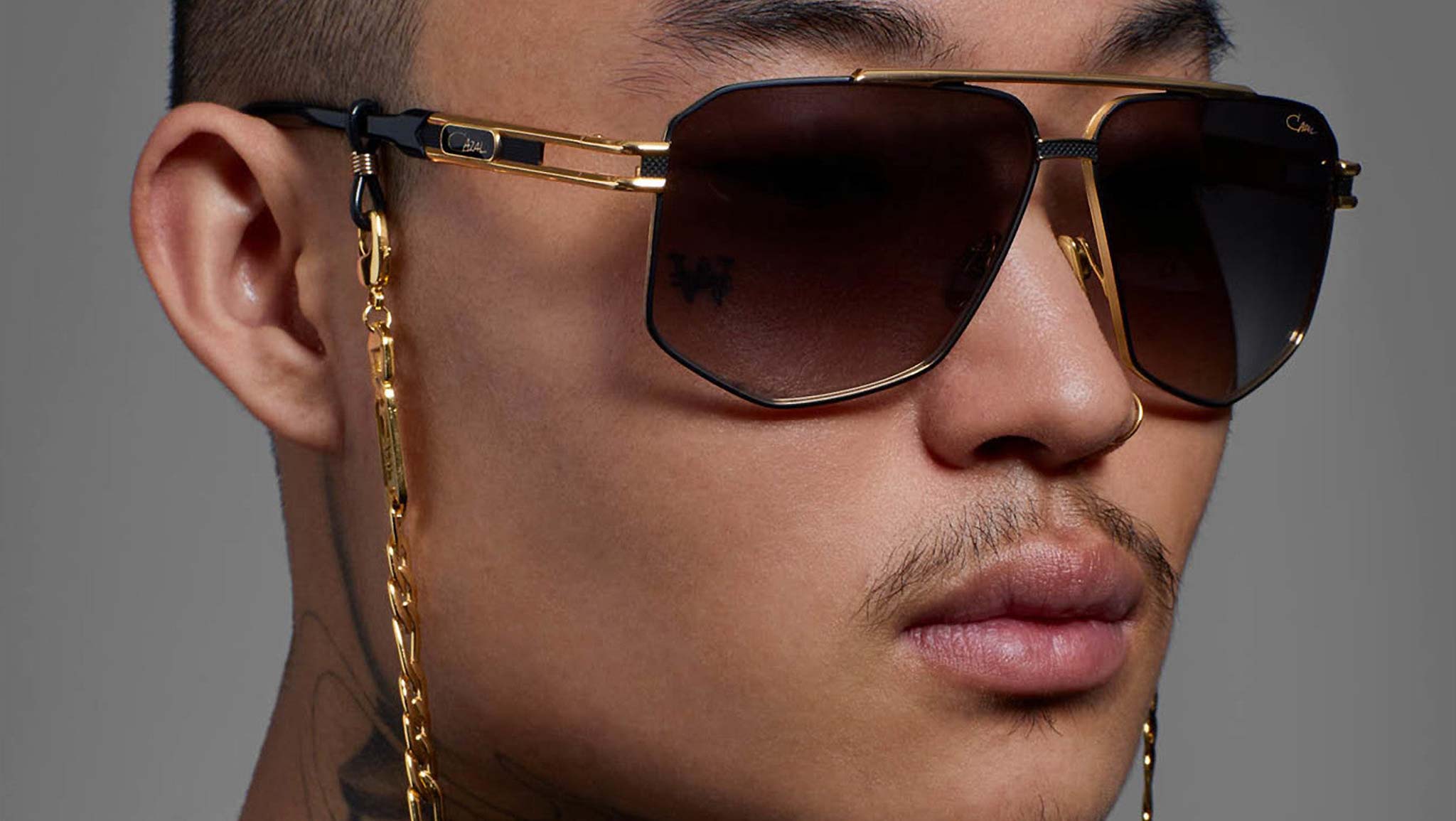 Cazal Model 9110 001 Sunglasses Black-Gold - eye-oo.com