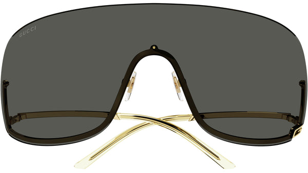 Gucci GG1560S 001 Gold Grey Shield Sunglasses - eye-oo.com