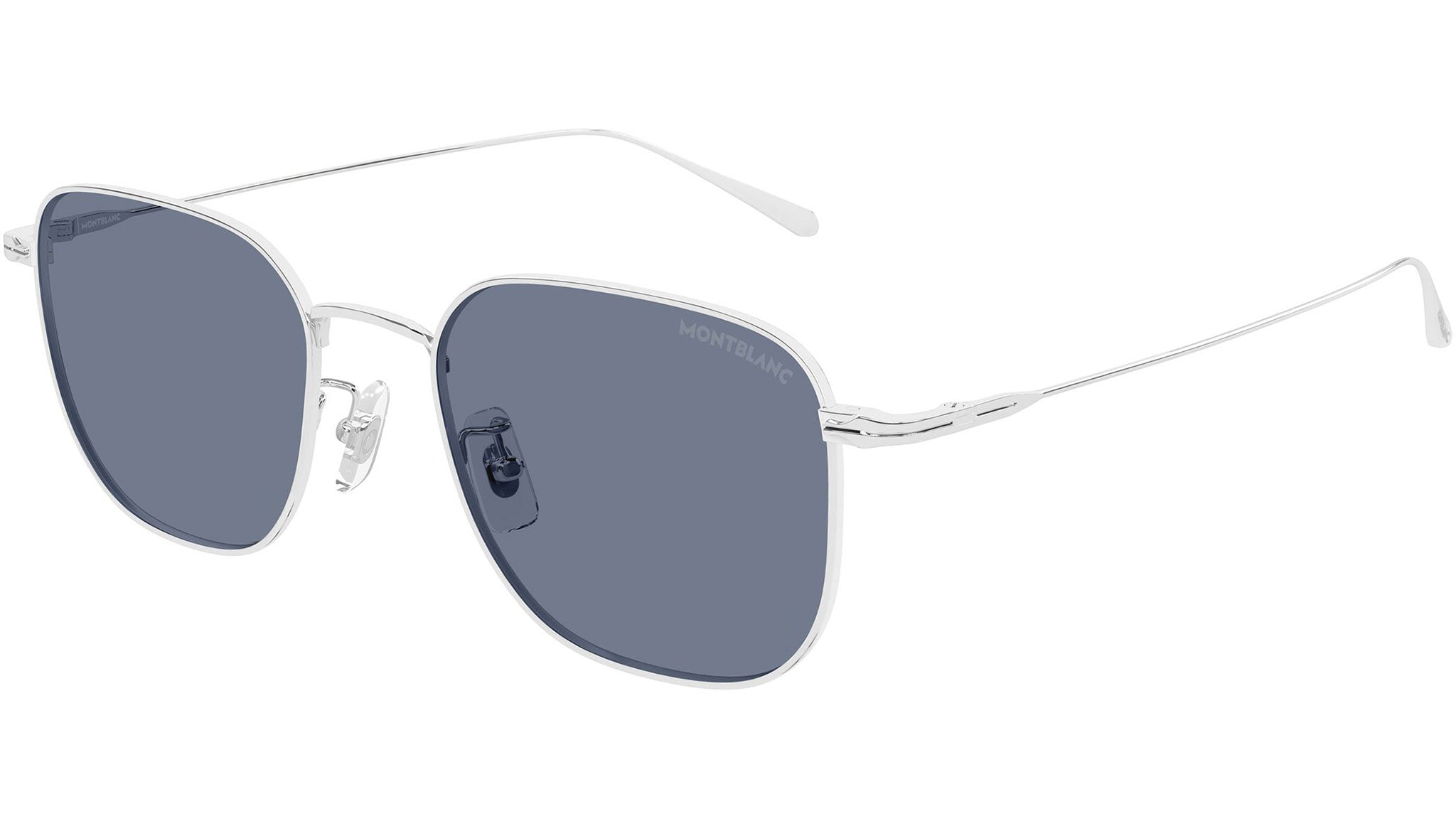 MB0477SA Montblanc Rectangular Sunglasses 003 Shiny Silver - eye