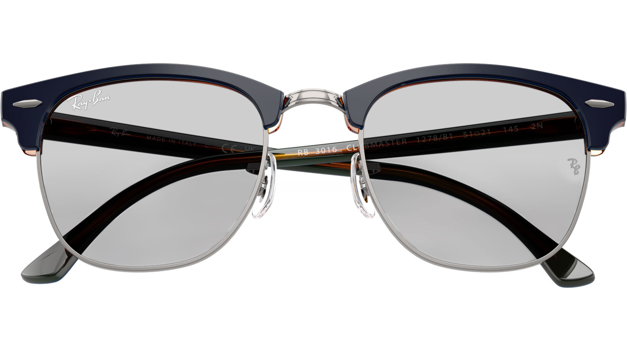 Ray-Ban Clubmaster RB3016 Sunglasses 1278B1 Gunmetal Blue - eye-oo.com