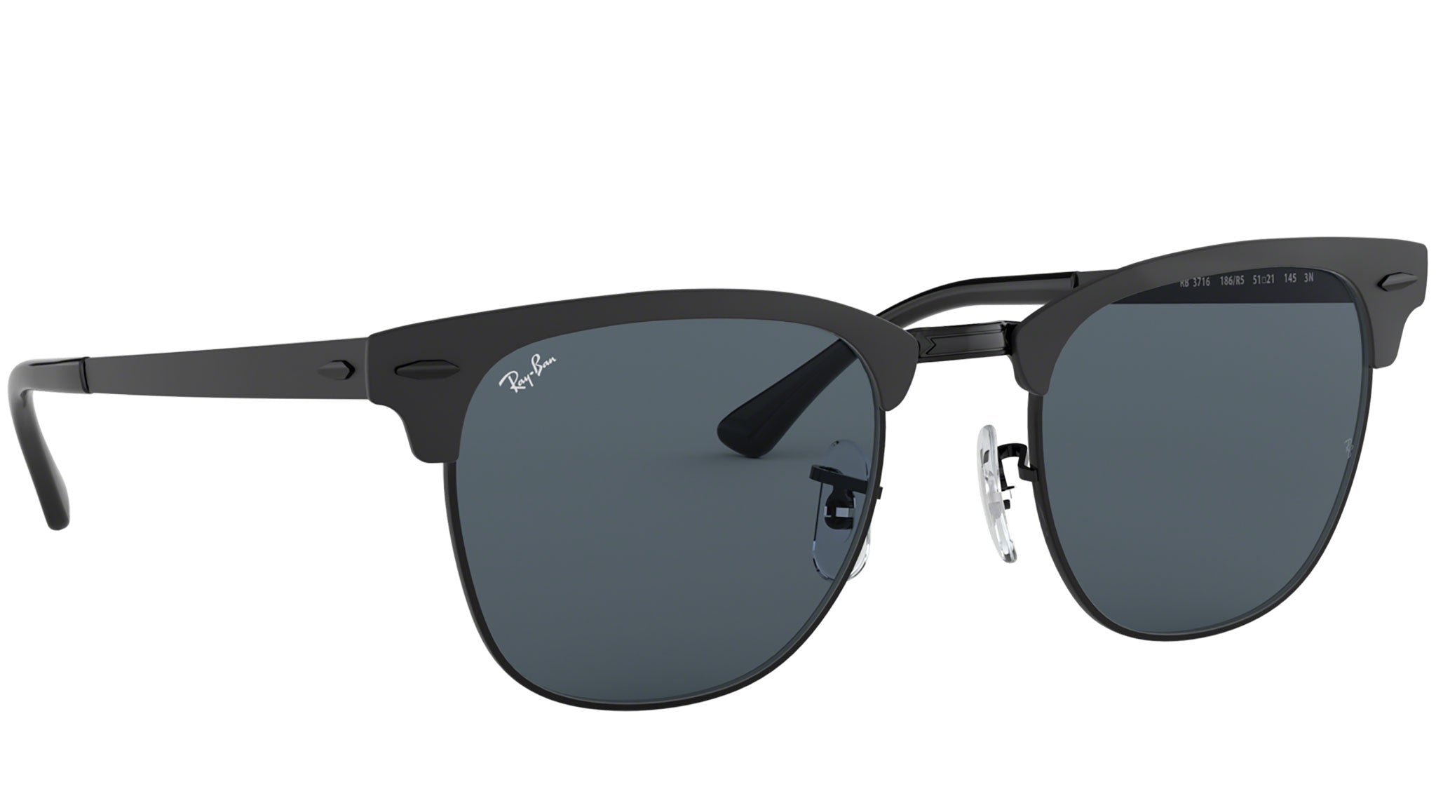 Ray-Ban Clubmaster Metal RB3716 186/R5 Black Sunglasses - eye-oo.com