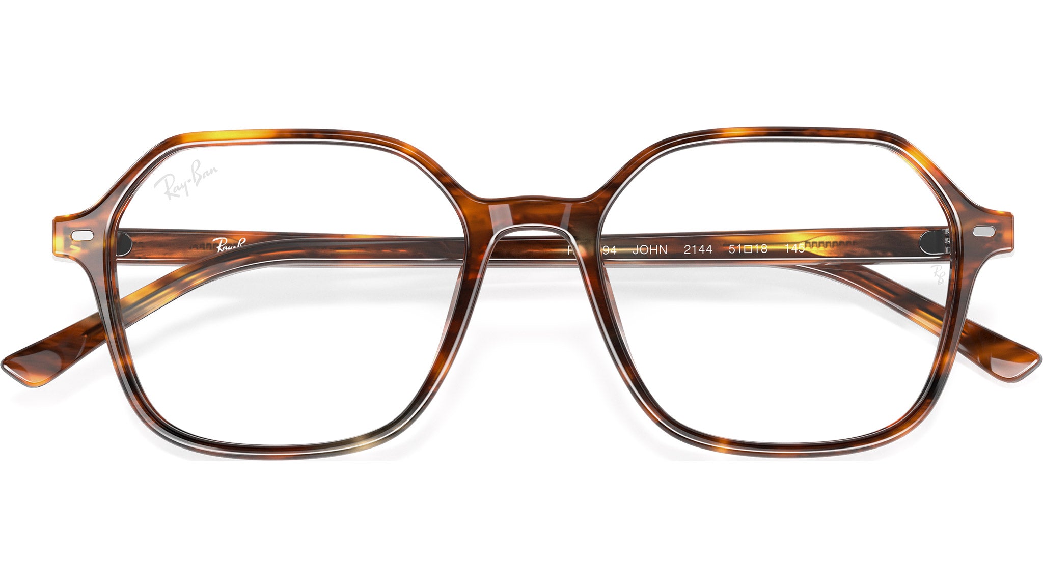 Ray-Ban RB5391 2144 Dark Havana Tortoise Shell Square Eyeglasses 51-18 145 John RB5394 Ray-Ban Glasses 2144 Striped Havana - eye-oo.com main image 2