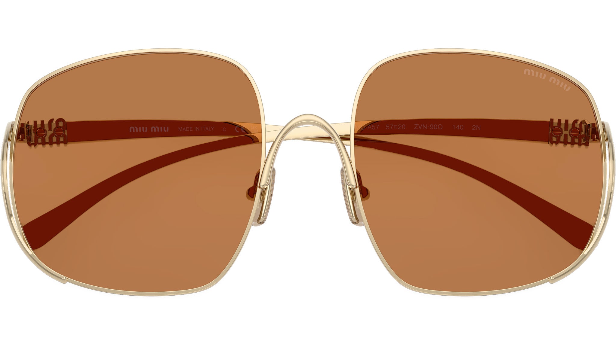 Miu Miu MUA57S ZVN90Q Geometric Sunglasses – Gold / Brown Sunglasses Miu Miu MU A57S (ZVN90Q) MUA57S SMUA57S Woman  main image 3