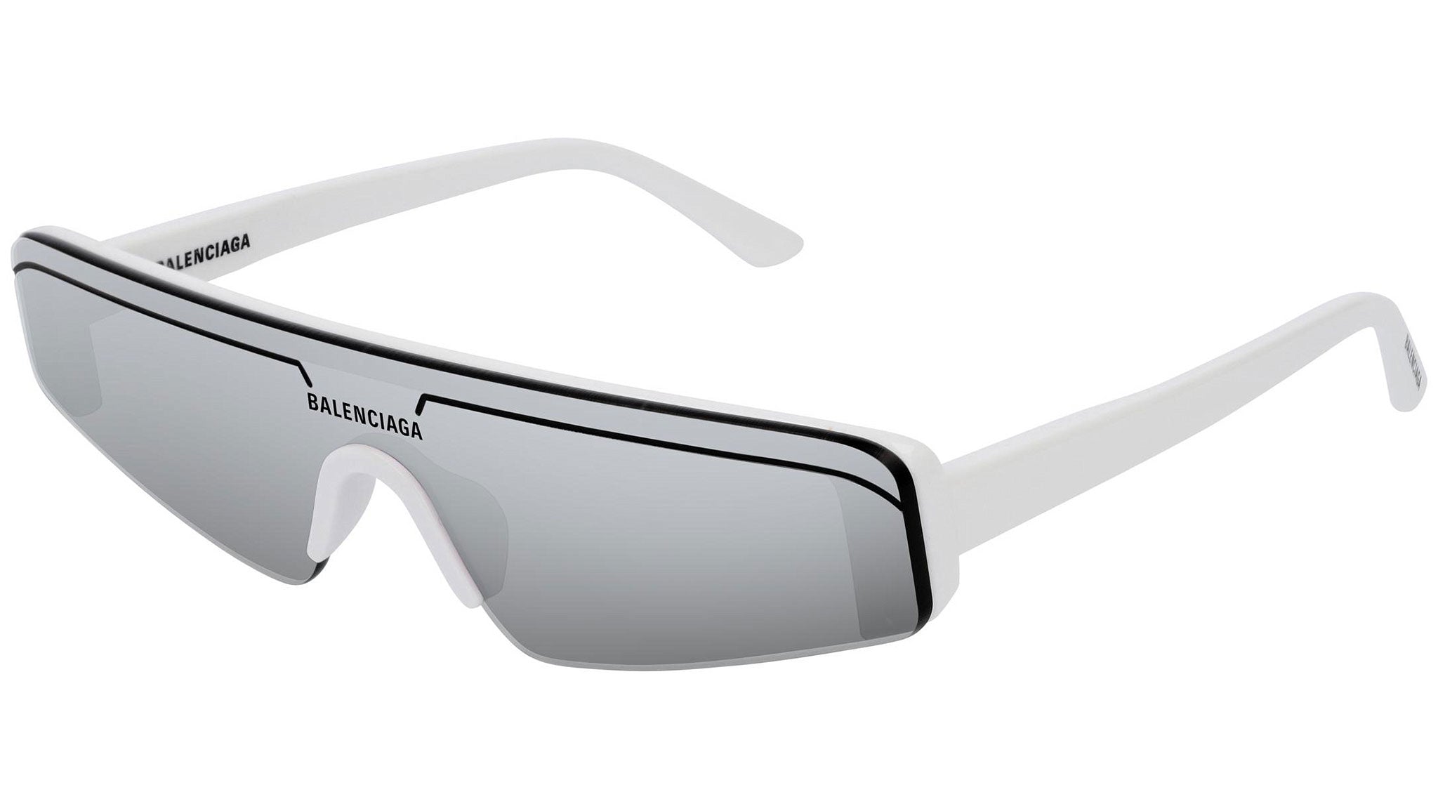 korruption Luscious Opmærksom Balenciaga BB0003S 002 Shiny Solid White Sunglasses