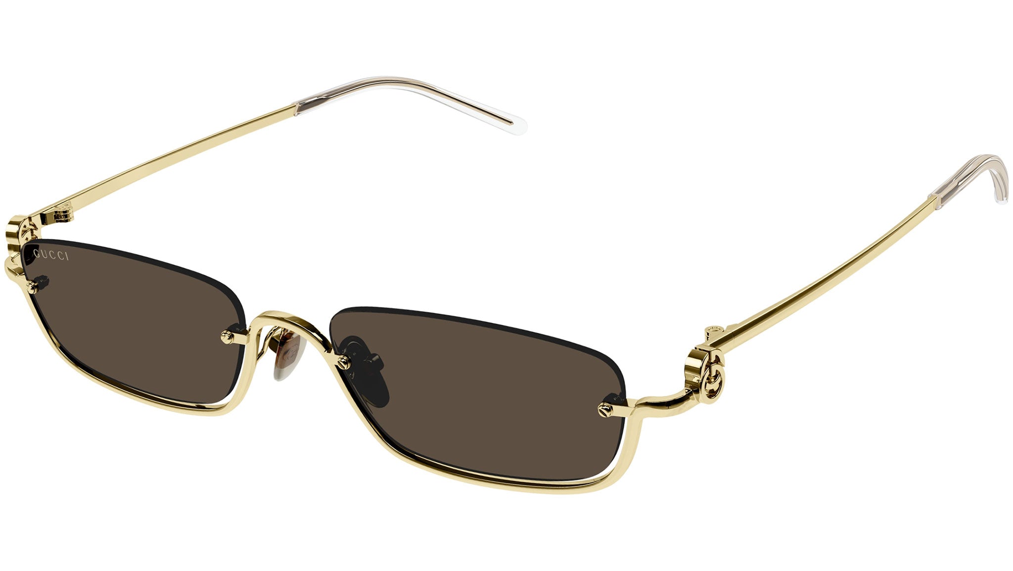 Gucci Eyewear Rimless rectangle-frame Sunglasses - Brown