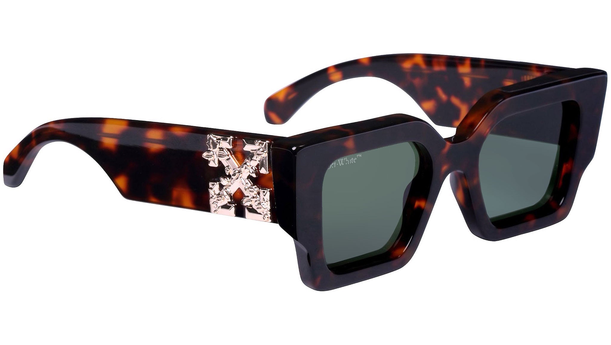 OFF-WHITE Catalina Rectangular Frame Sunglasses 'Brown/Green/Gold